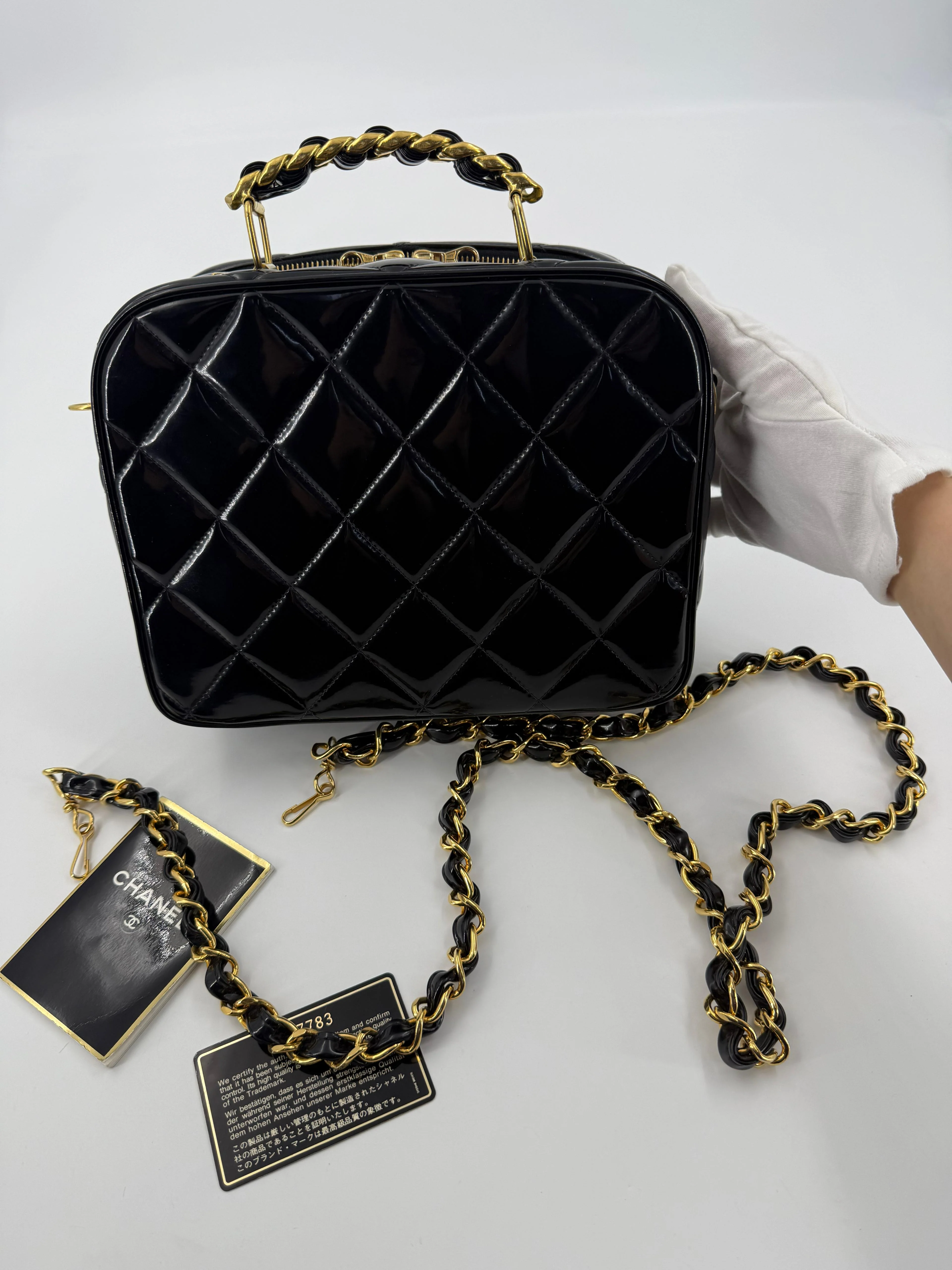 Chanel 1994-96 Black Patent Leather Large Vanity Case - Image 20