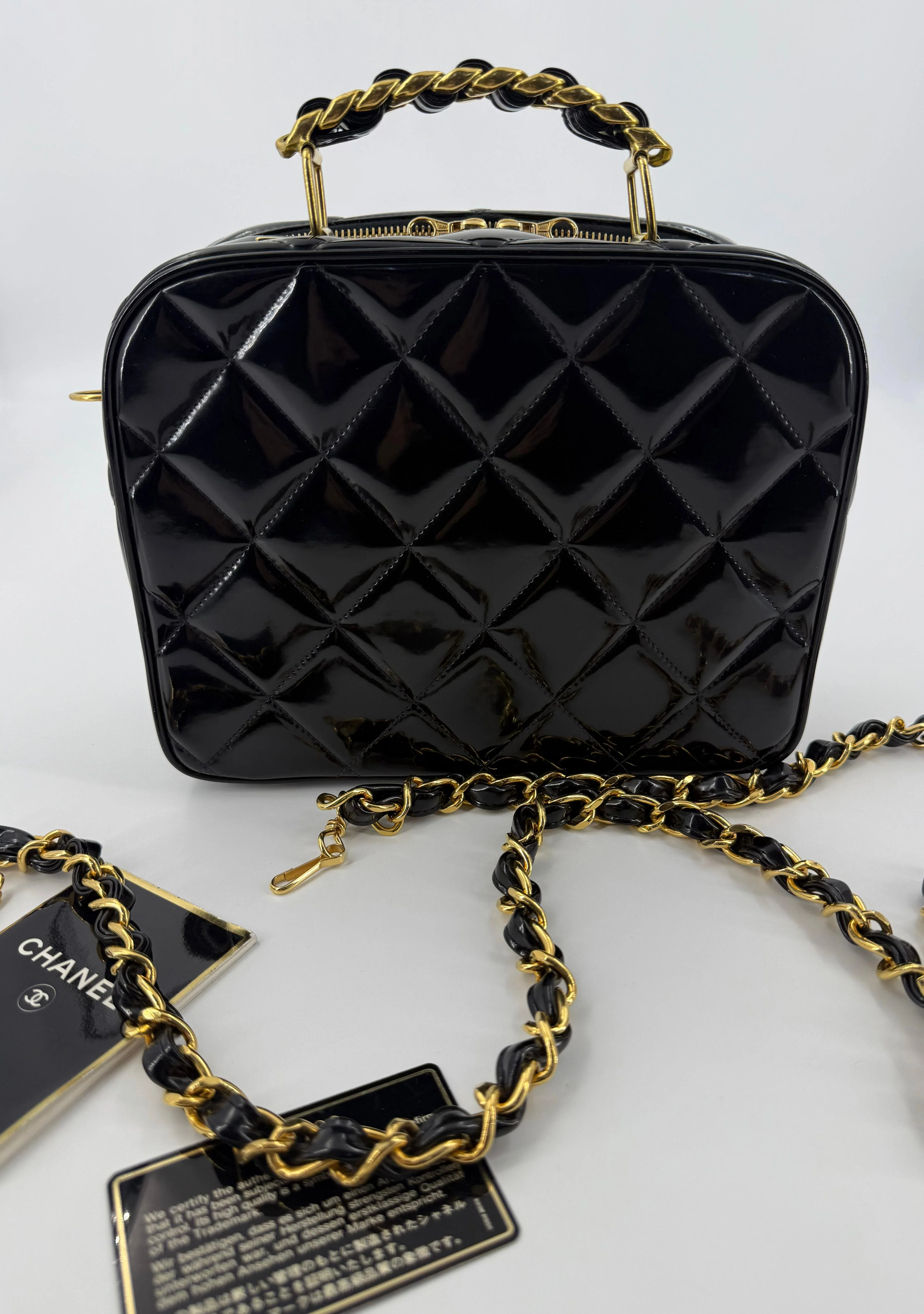 Chanel 1994-96 Black Patent Leather Large Vanity Case - Image 40