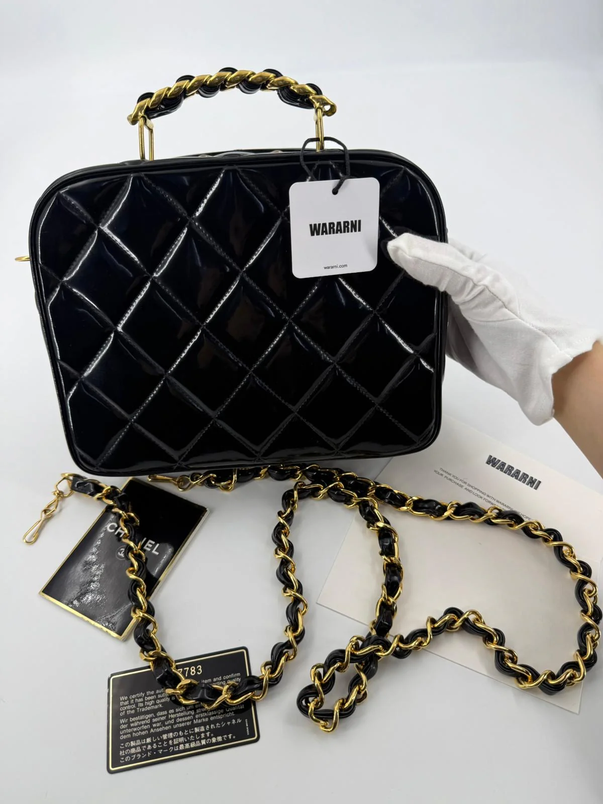 Chanel 1994-96 Black Patent Leather Large Vanity Case - Image 42