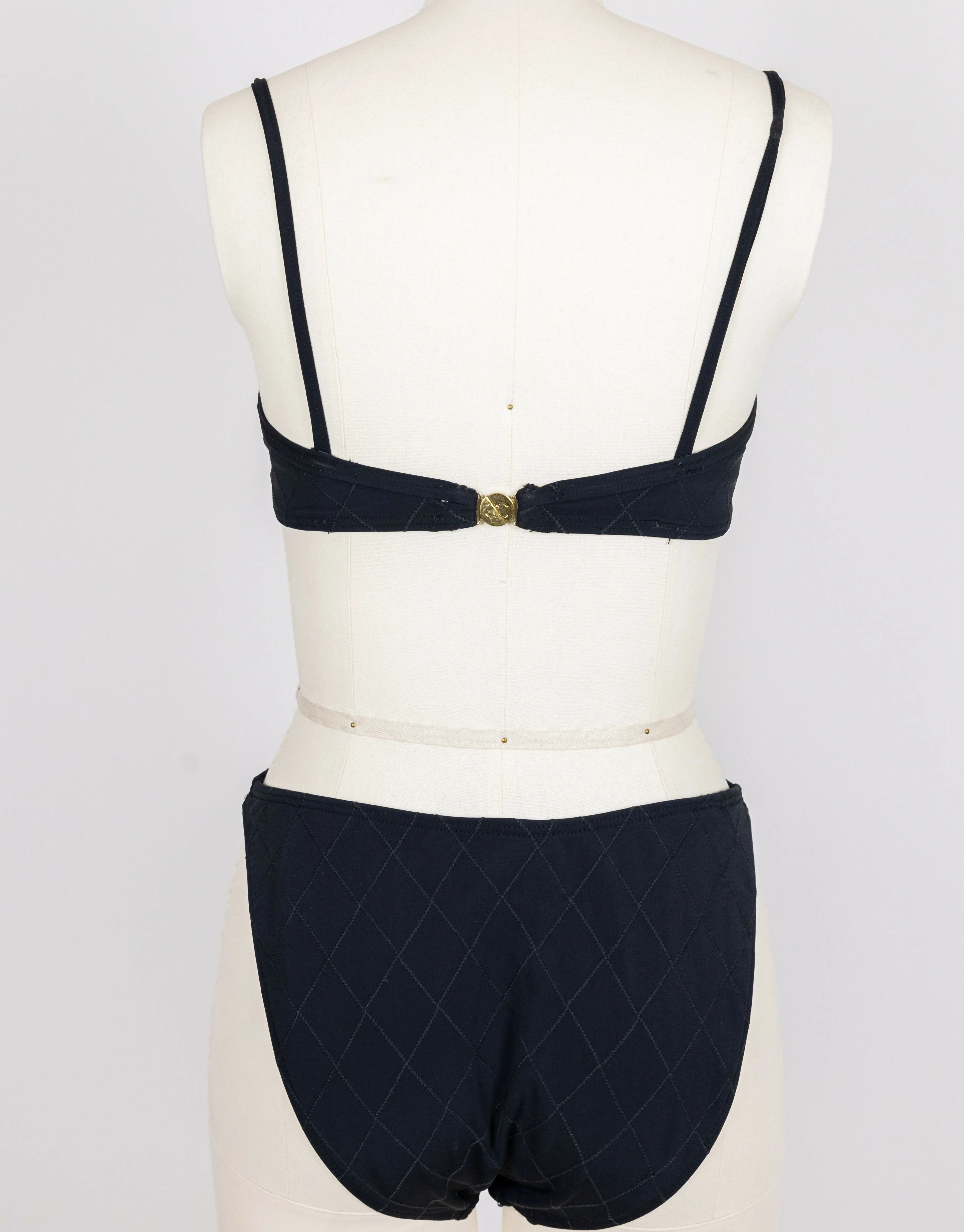 Chanel 1994 Cruise Vintage Black Logo Quilted Bikini - Image 3