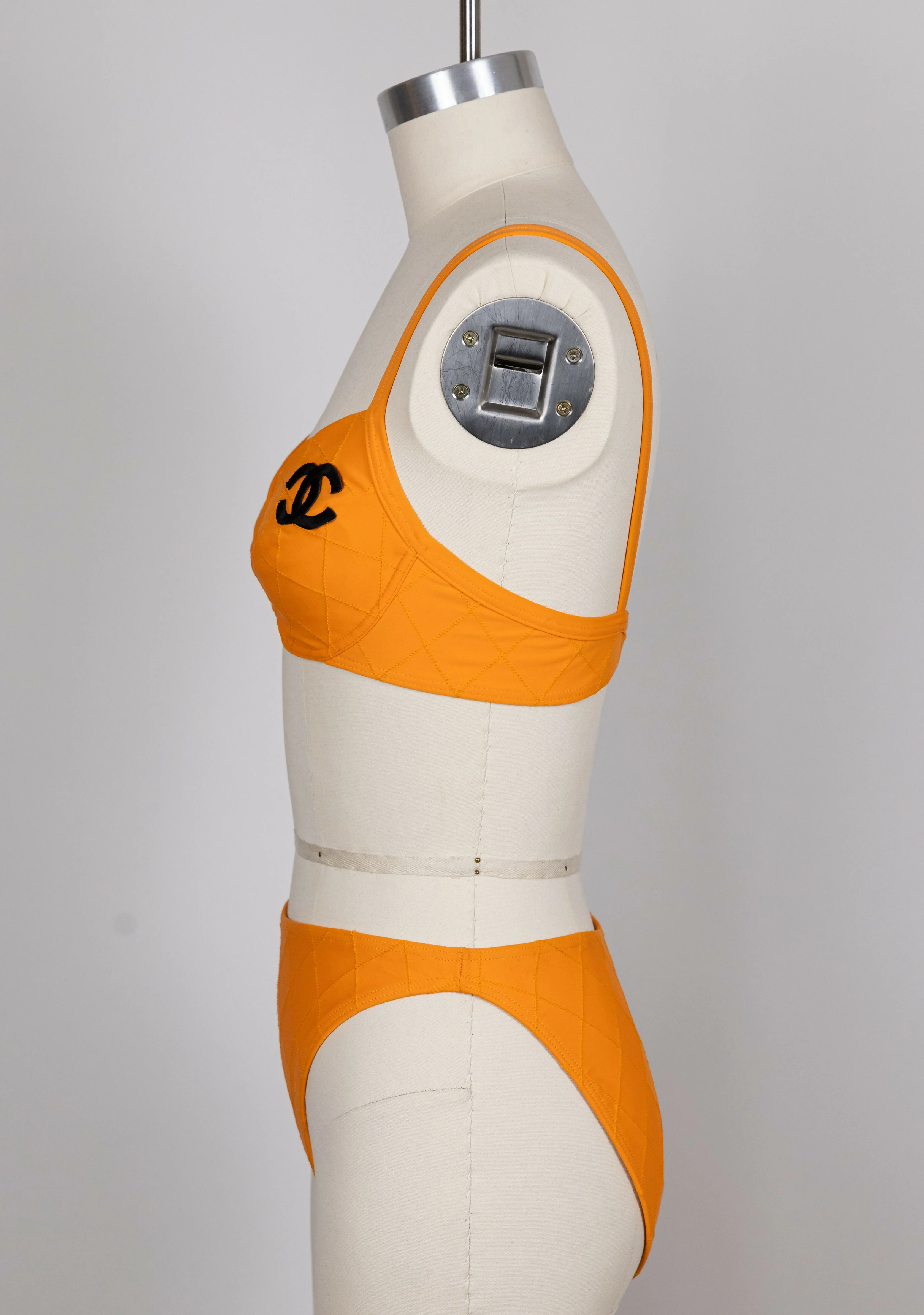 Chanel 1994 Cruise Vintage Orange Logo Quilted Bikini - Image 4