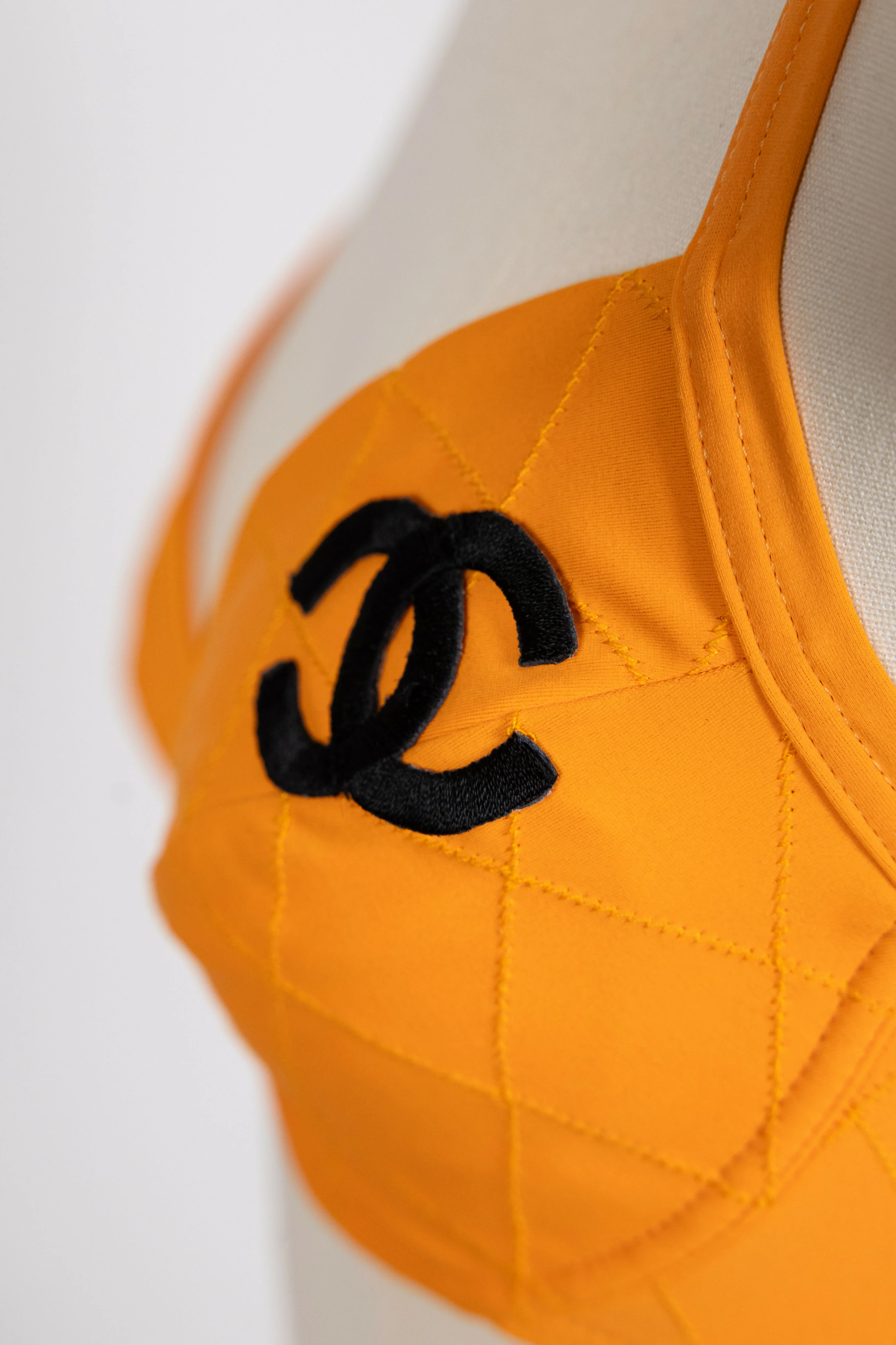 Chanel 1994 Cruise Vintage Orange Logo Quilted Bikini - Image 6