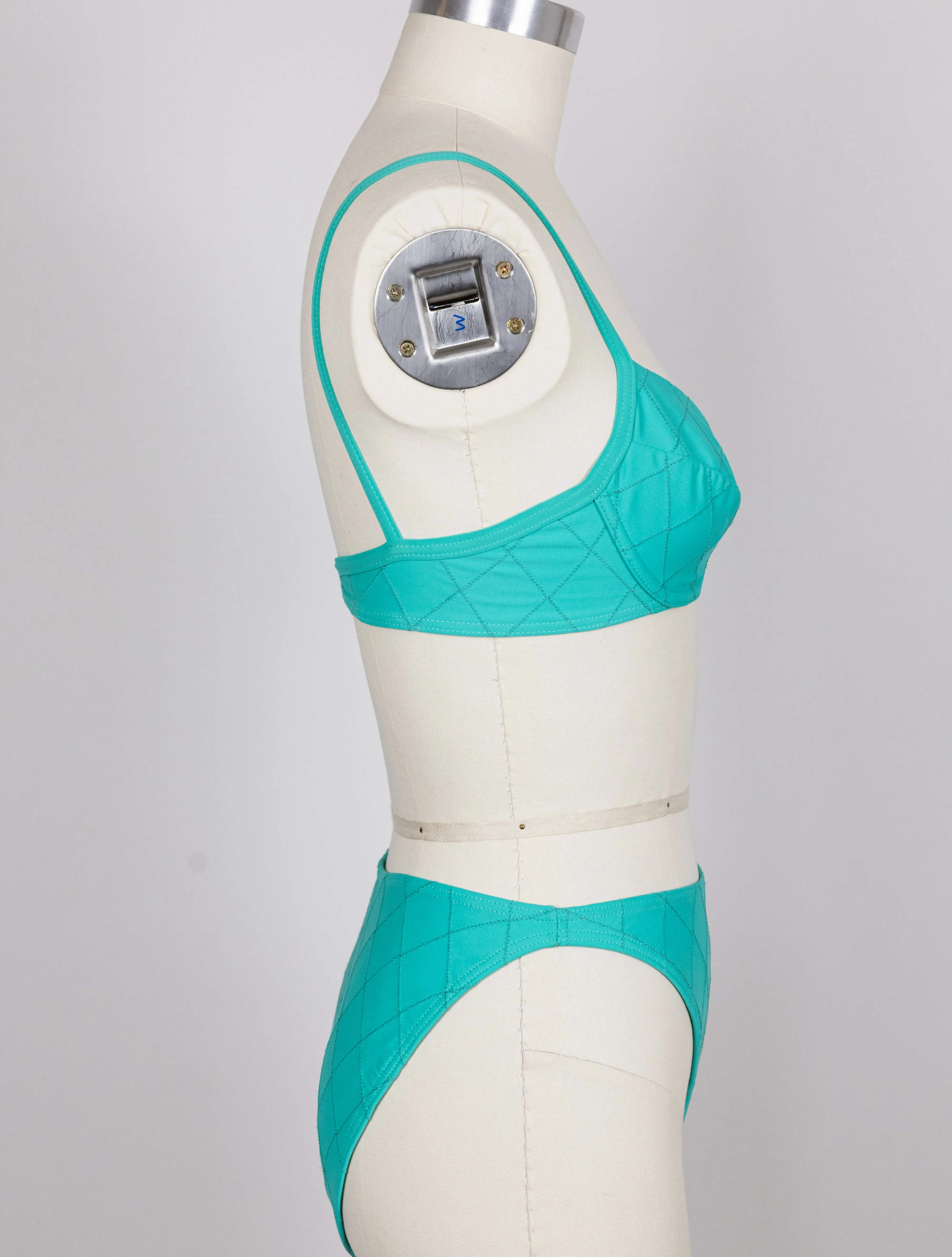 Chanel 1994 Cruise Vintage Teal Logo Quilted Bikini - Image 4