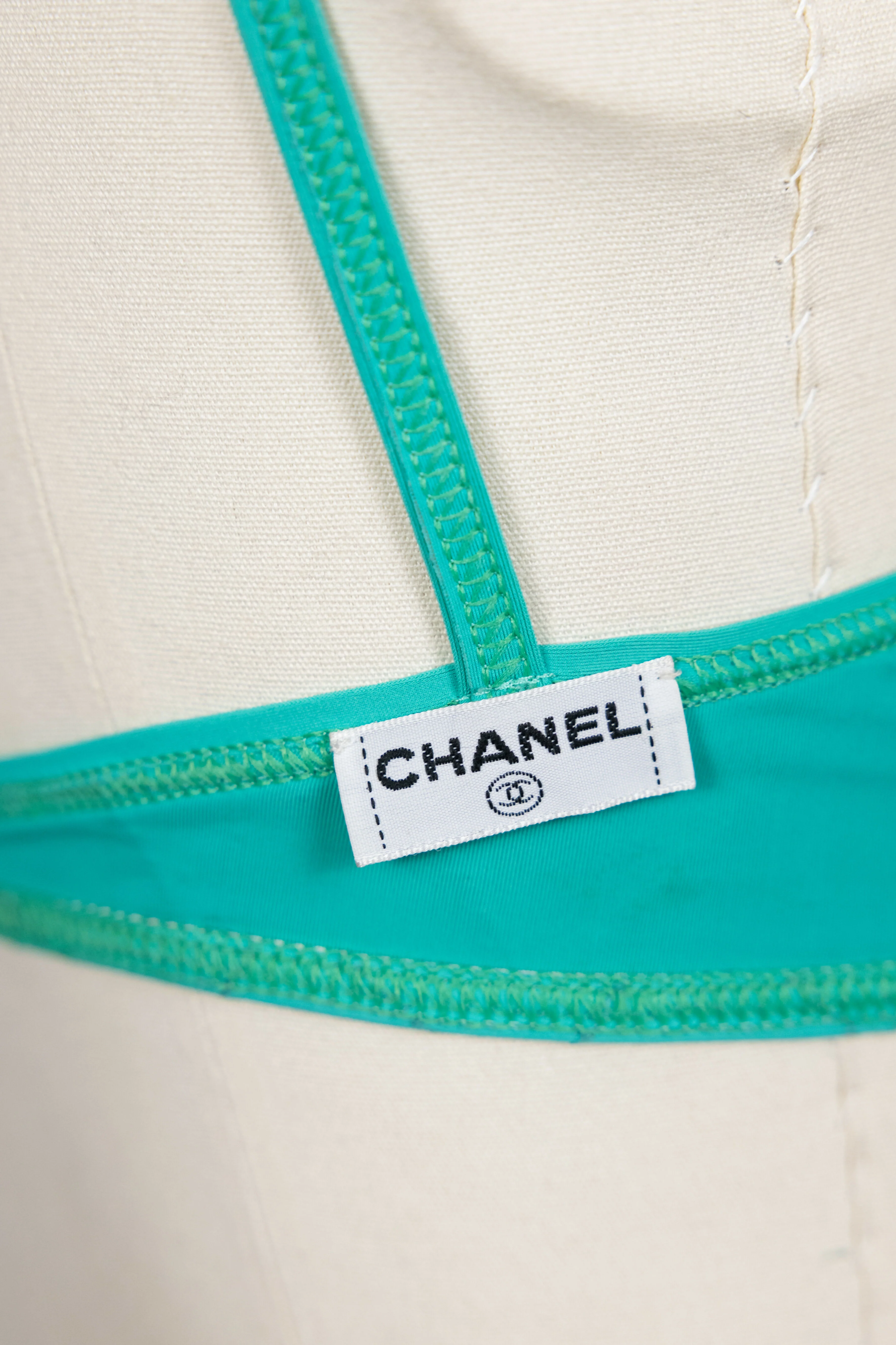 Chanel 1994 Cruise Vintage Teal Logo Quilted Bikini - Image 9