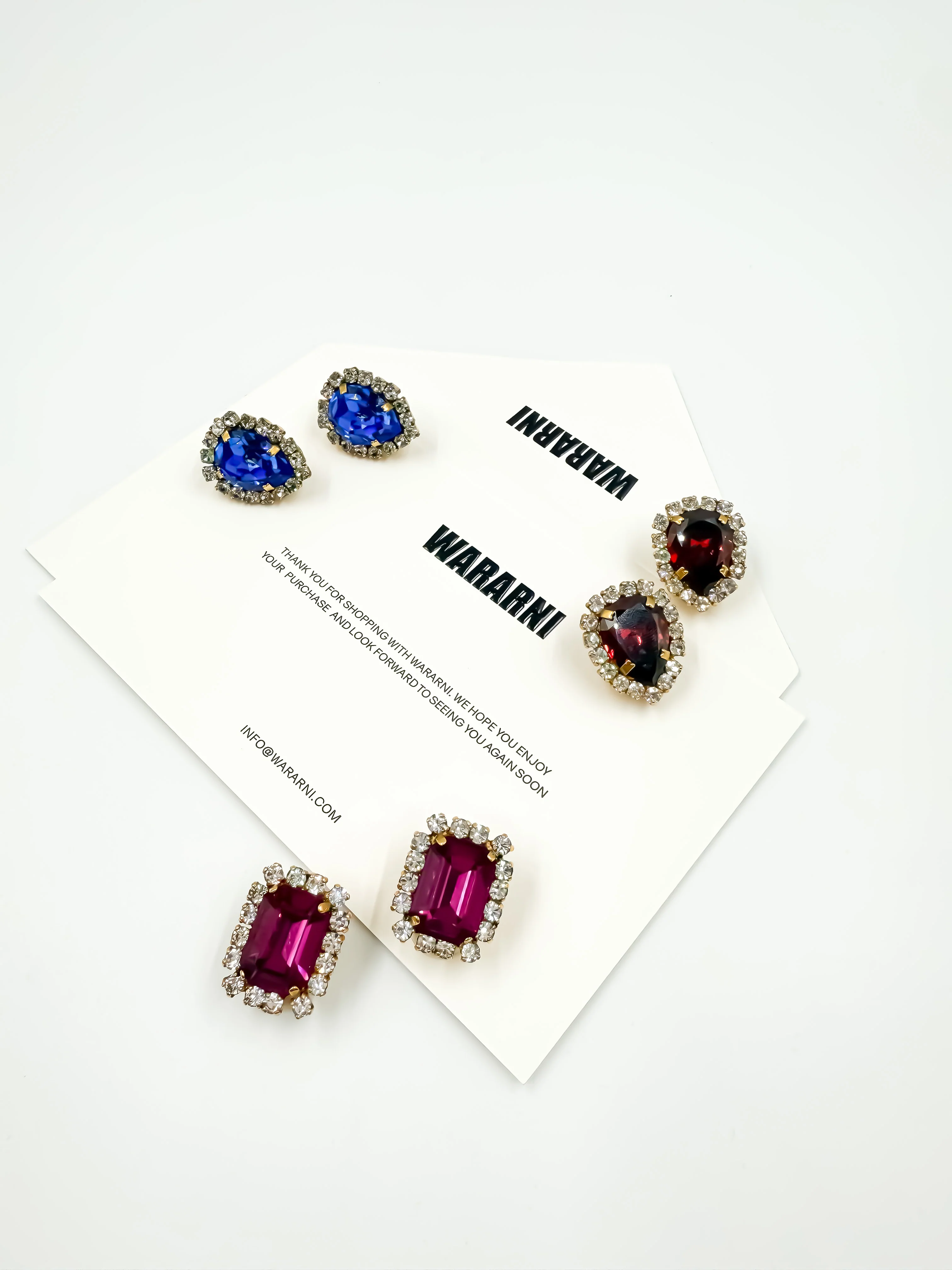 Chanel 1995 “Barbie Collection” Crystal Earrings Pink/Dark Red/Blue - Image 2