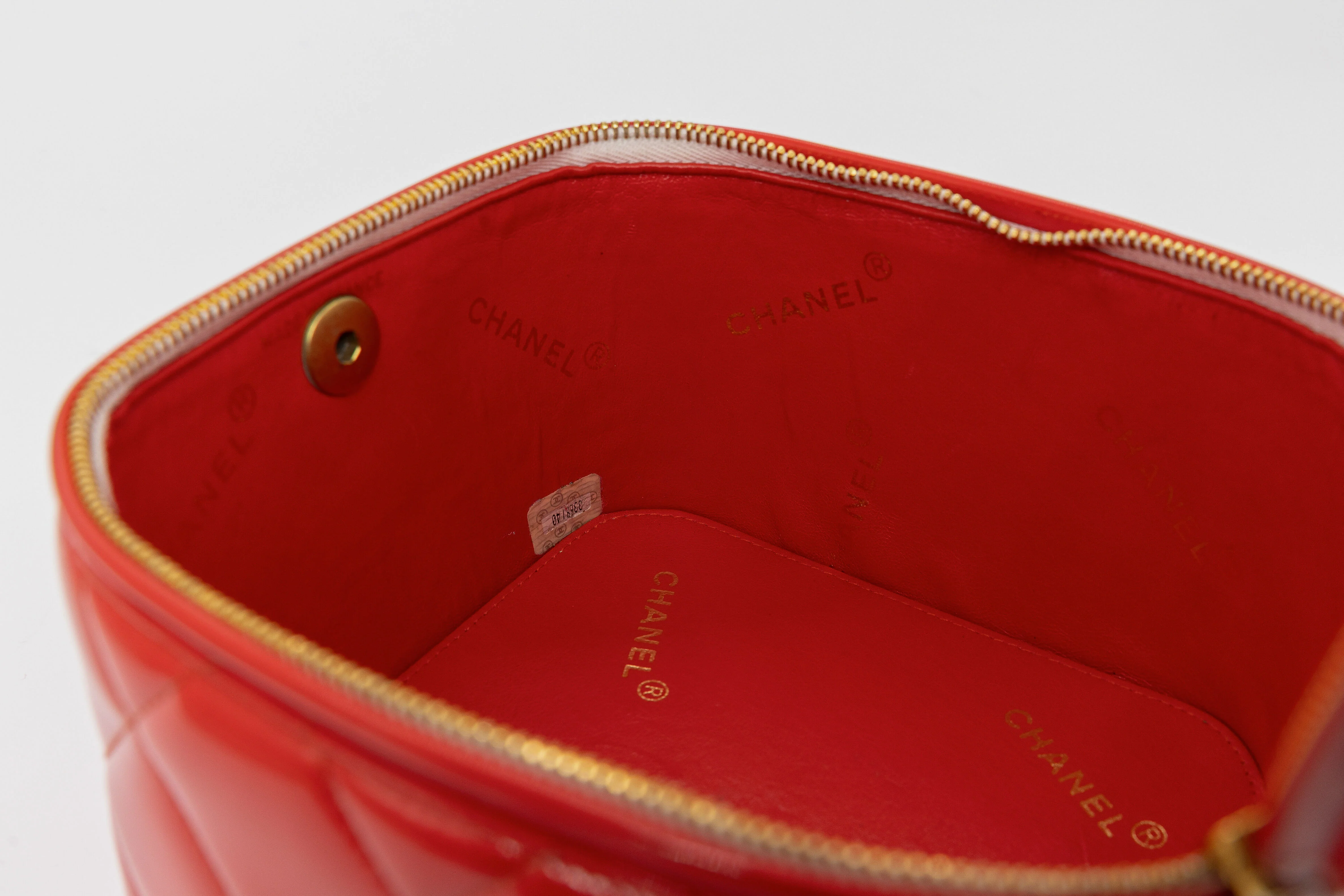 Chanel 1995 Spring/Summer Barbie Collection Chanel Red Patent Top Handle Vanity Bag - Image 13