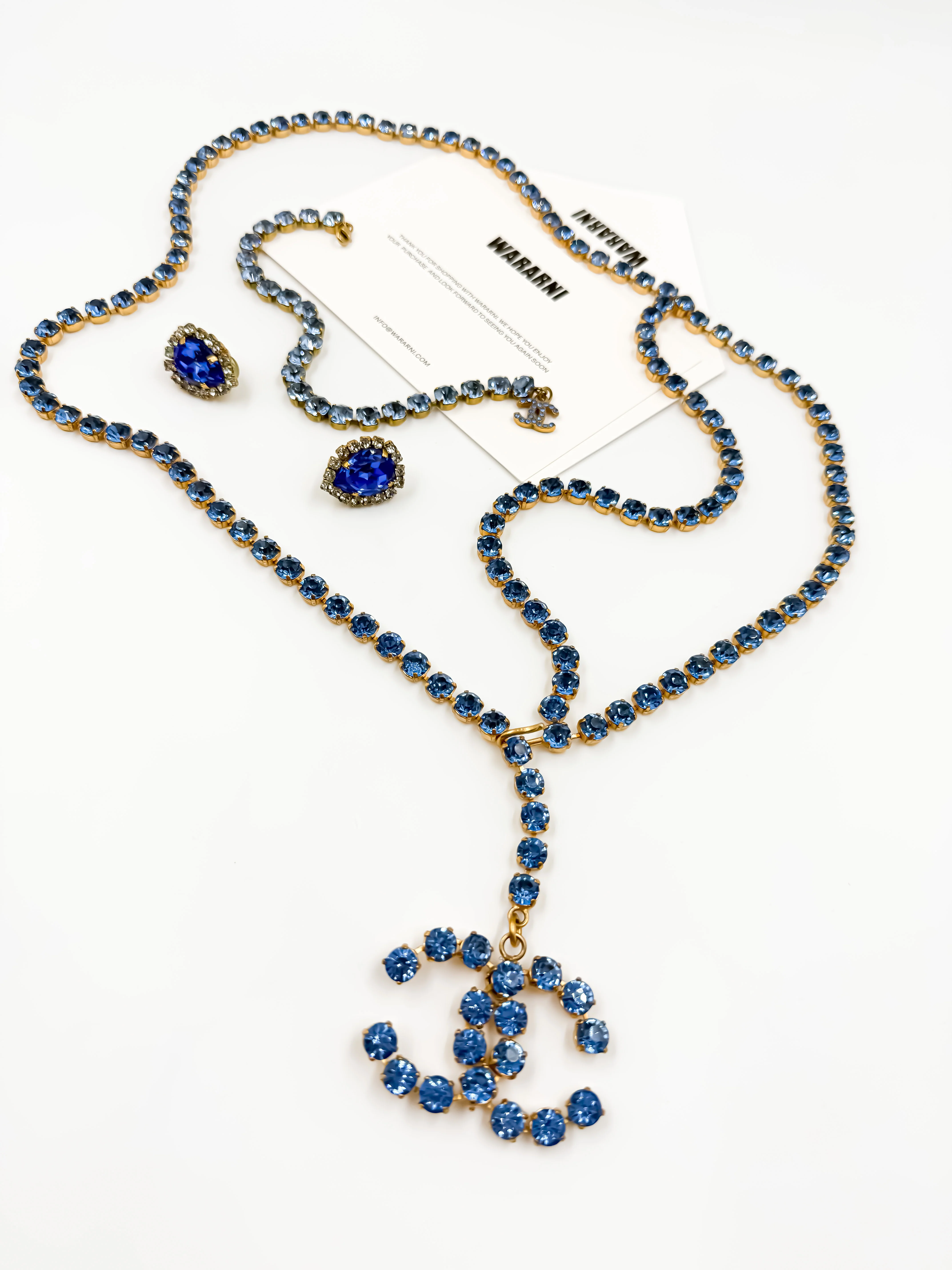 Chanel 1995P Barbie Collection Vintage Blue Crystal Rhinestone Anklet - Image 3