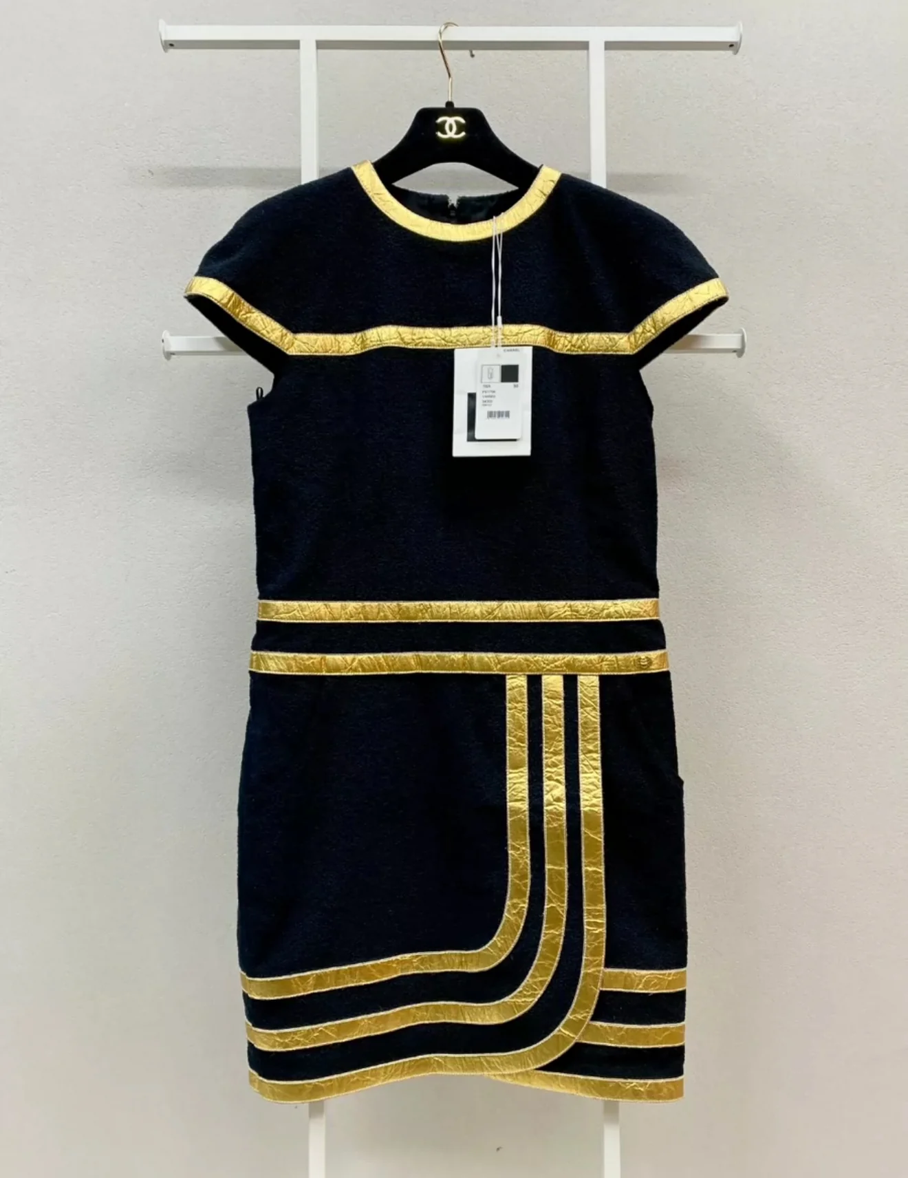 Chanel 19A Black Gold Dress