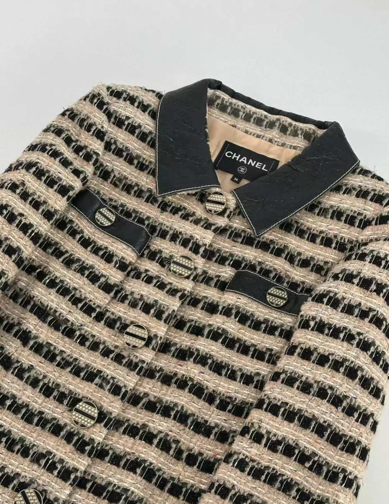 Chanel 19A Egypt Collection Black and Gold tweed Jacket F36 - Image 2