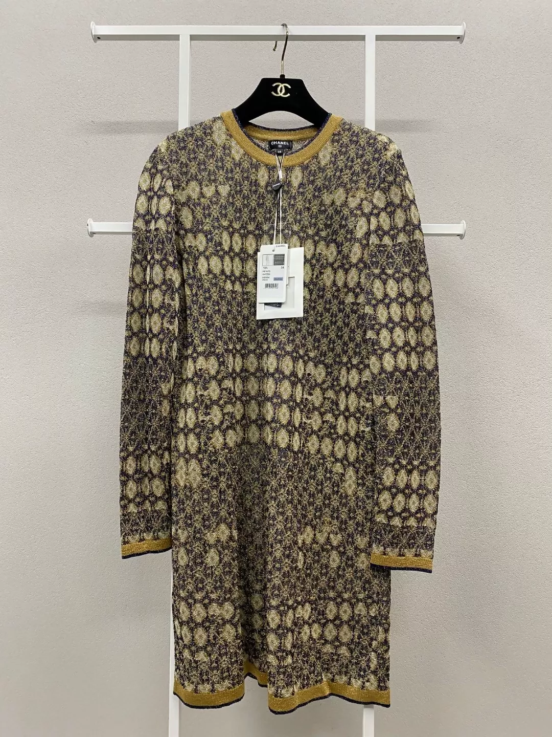 Chanel 19A Egyptian series gold thread knitted dress