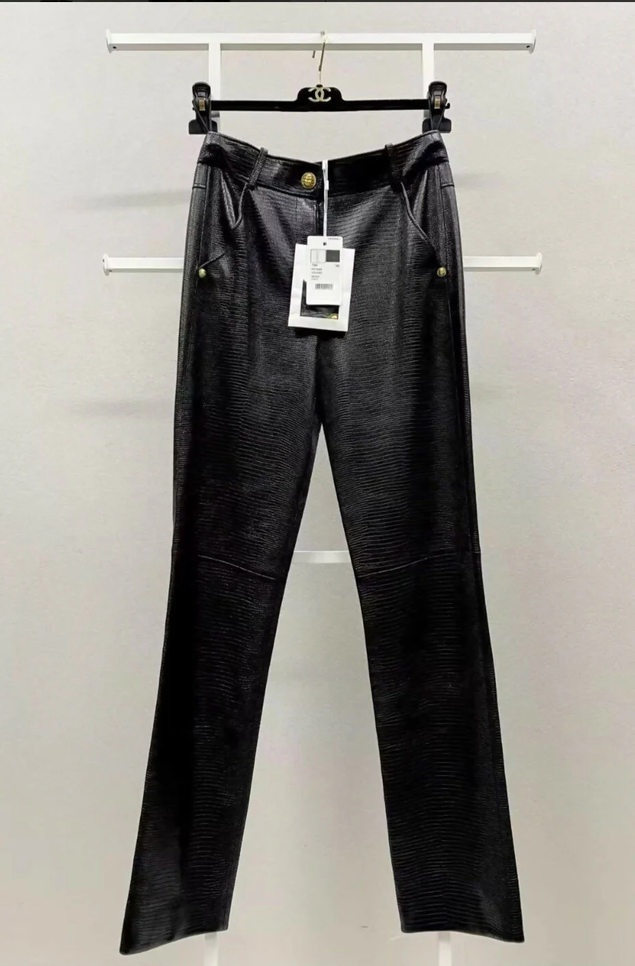 Chanel 19A Egyptian series lizard pattern leather trousers