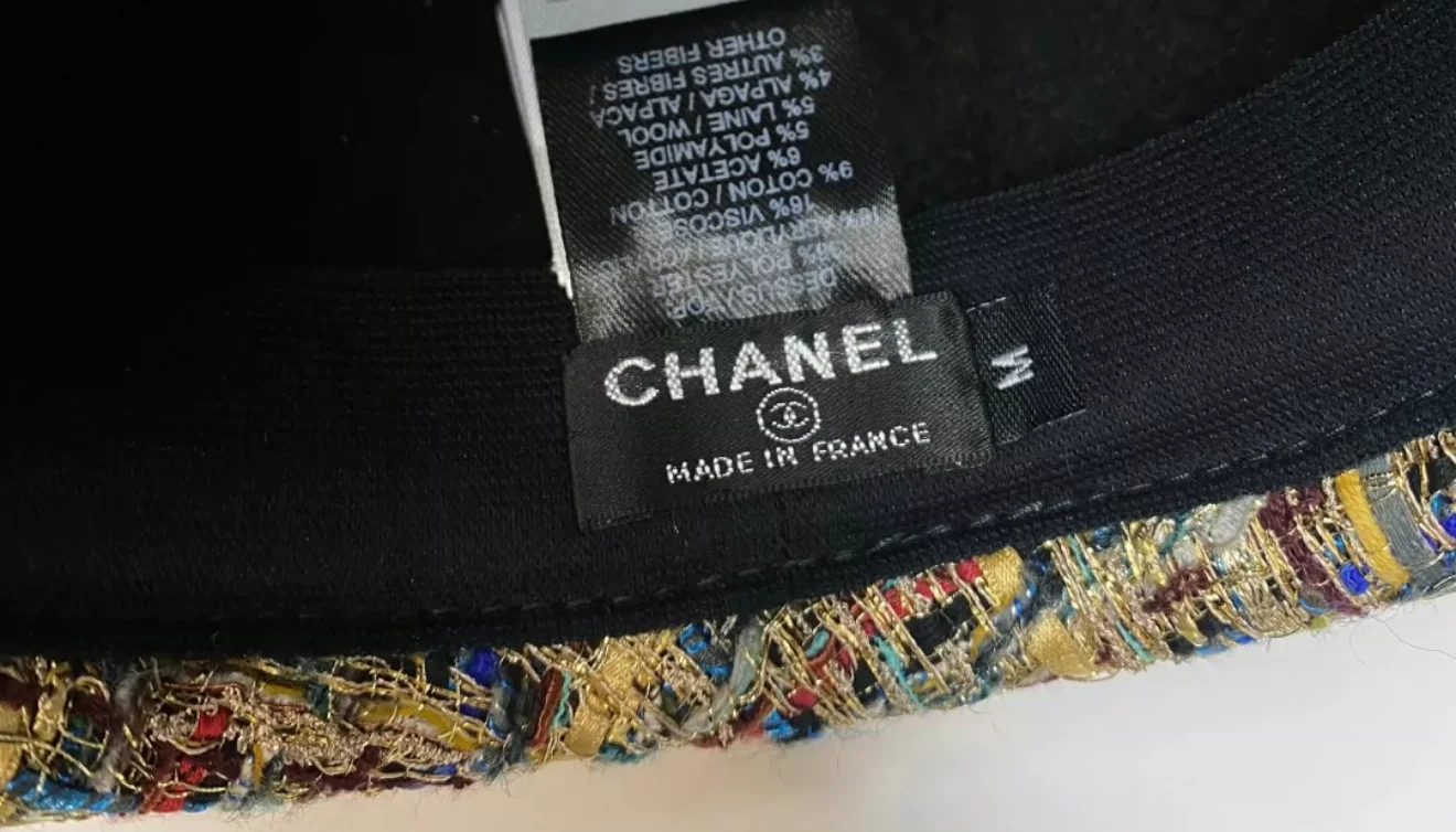 Chanel 19A Gold, Blue & Gray Tweed Boater Hat - Image 5