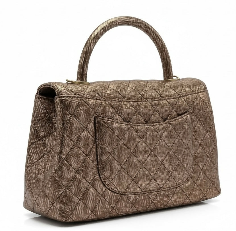 Chanel 19A Medium Coco Handle Metallic Copper Caviar Timeless Bag - Image 4