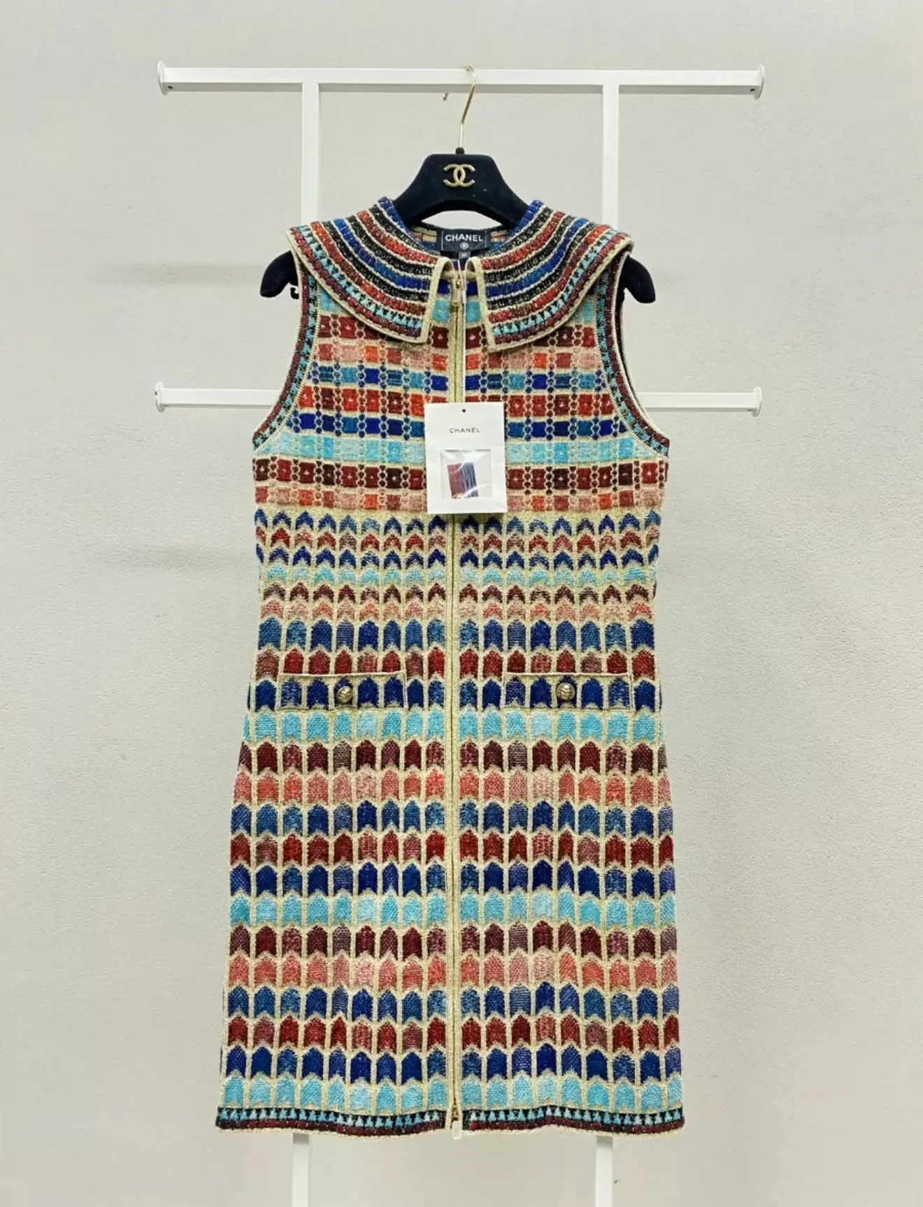 Chanel 19A Turquoise, Red & Blue Dress