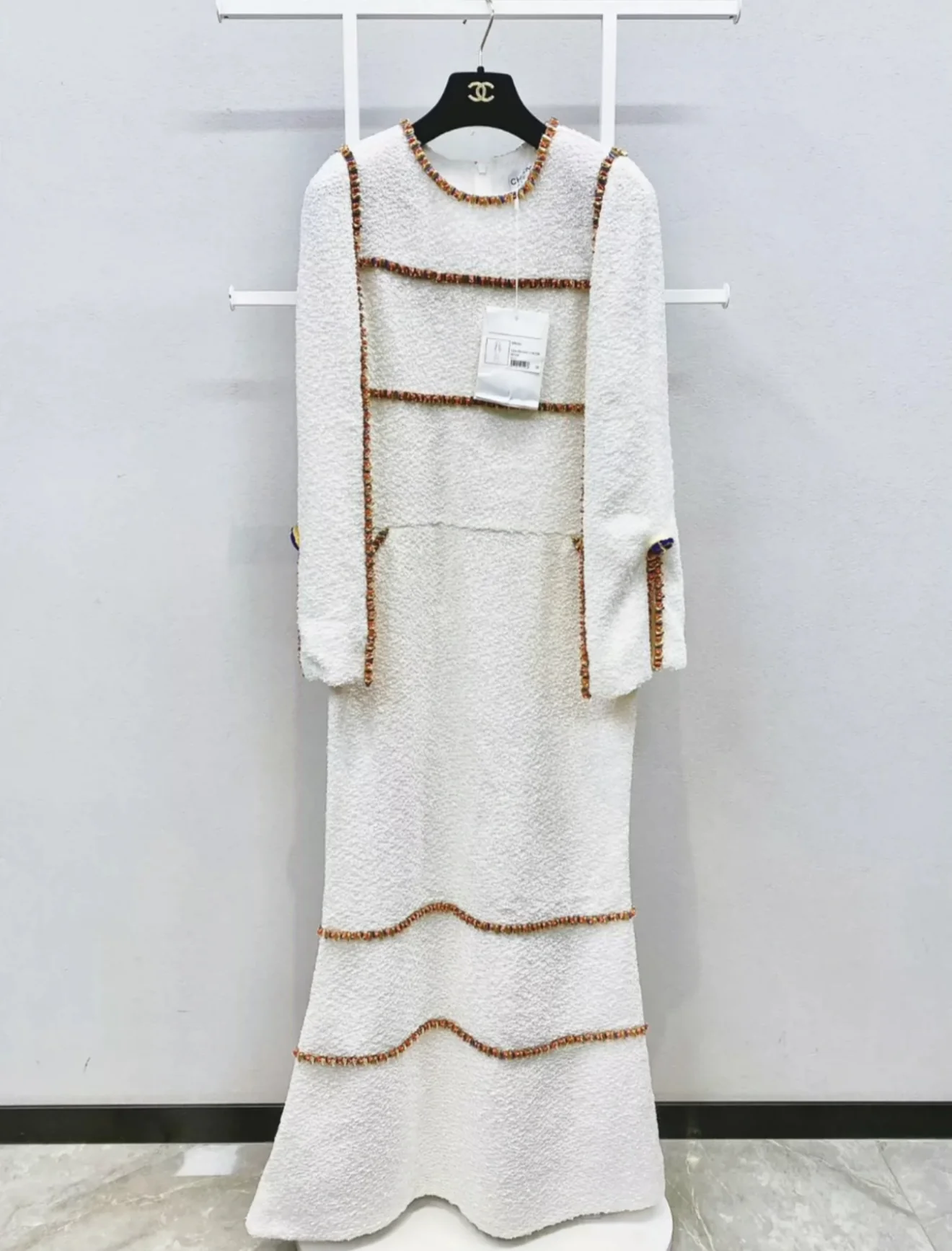 Chanel 19A White & Gold Embroidered Dress