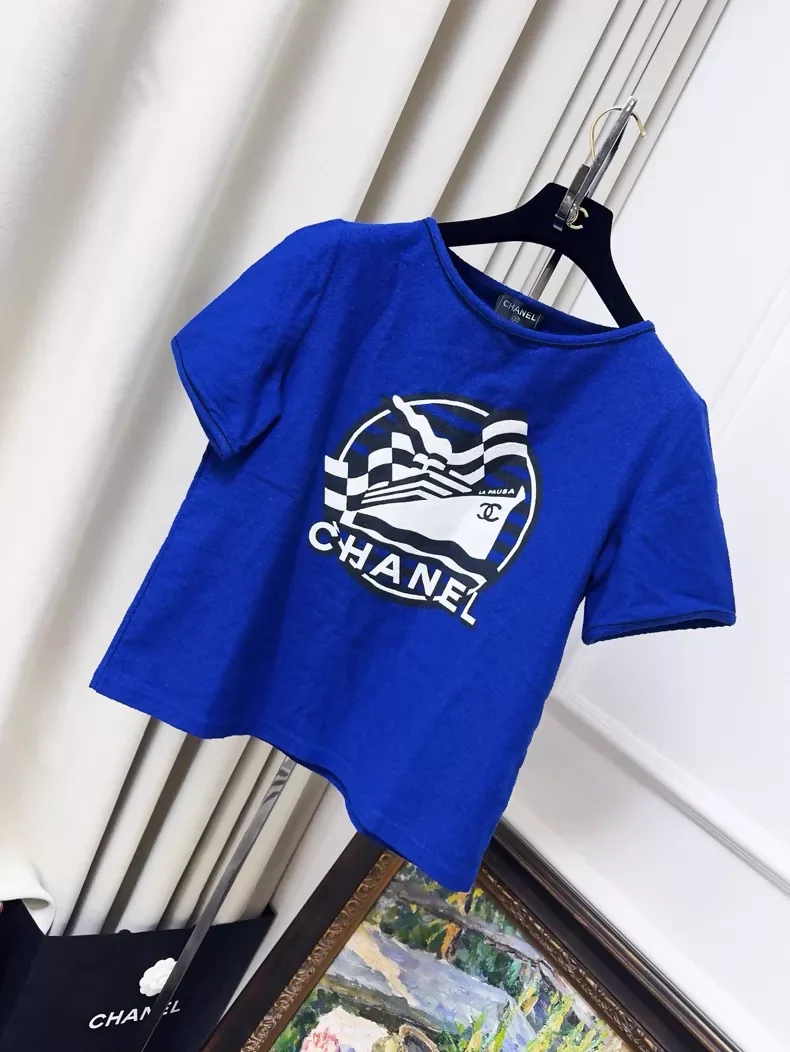 Chanel 19c Blue Nautical Cruise Print T-Shirt