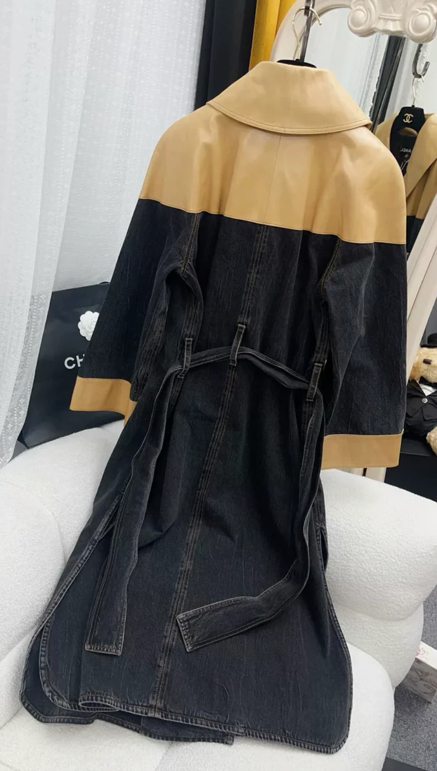 Chanel 19K denim/leather coat size 40 - Image 5