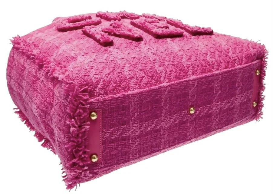 Chanel 19K Giant Large Logo Pink Fuscia Wool Tweed Shopping Bag GHW - Image 3