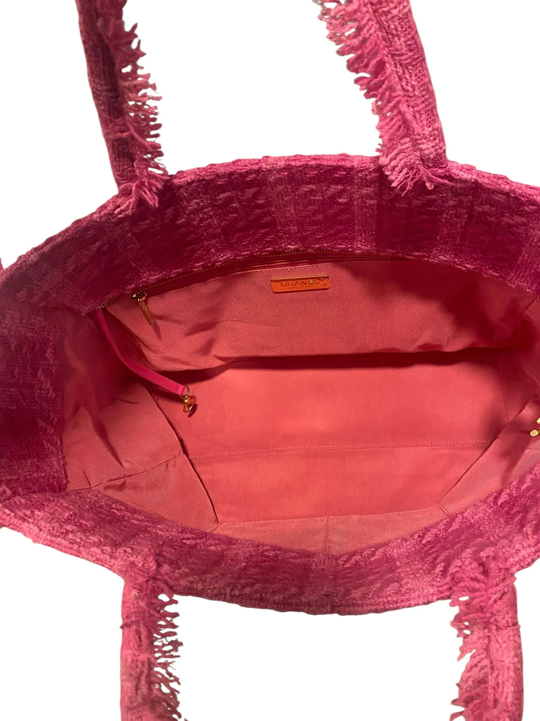 Chanel 19K Giant Large Logo Pink Fuscia Wool Tweed Shopping Bag GHW - Image 7