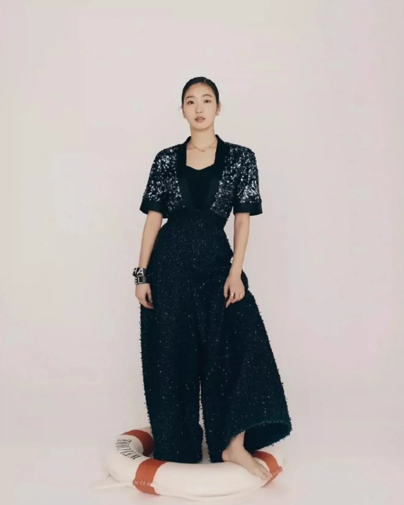 Chanel 19S Black & Silver Glittered Tweed Jumpsuit - Image 4