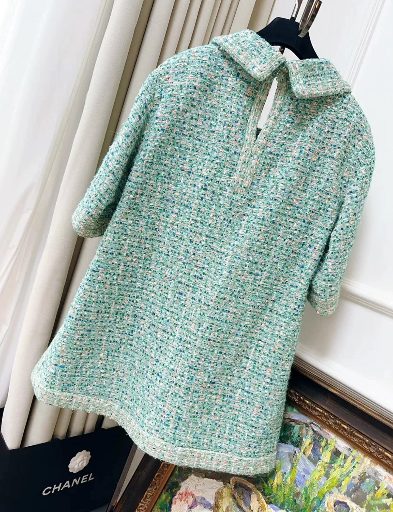 Chanel 19S Green Tweed Dress - Image 2