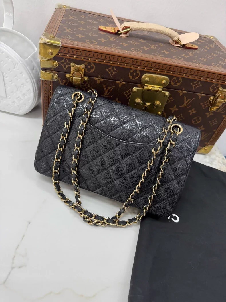 Chanel 2.55 CF Classic Black and Gold Flap Bag in calfskin leather - Image 3