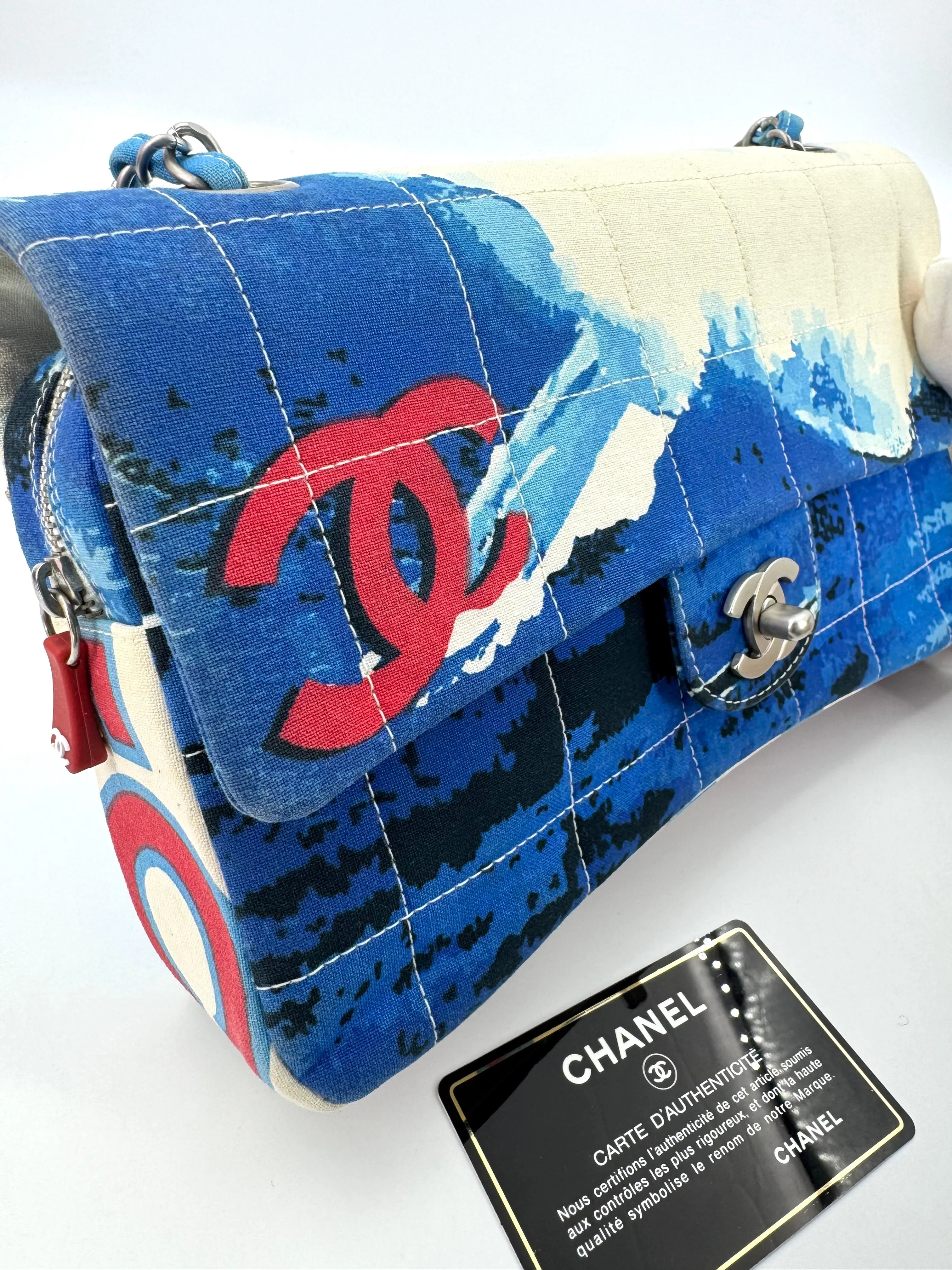 Chanel 2002 Surf Line Choco Bar Flap Bag - Image 3
