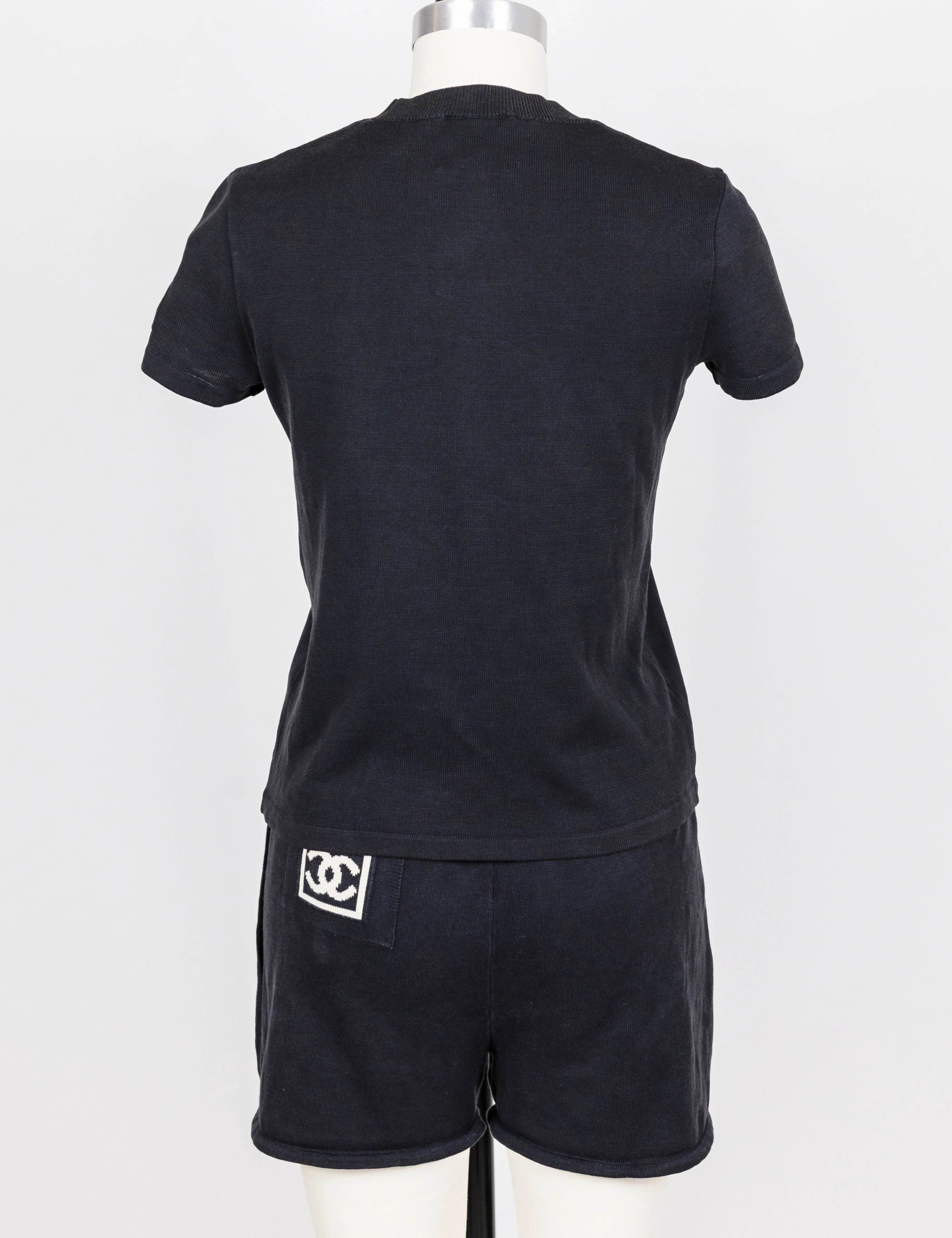 Chanel 2003 Vintage Navy Blue Knit Logo Lounge Set