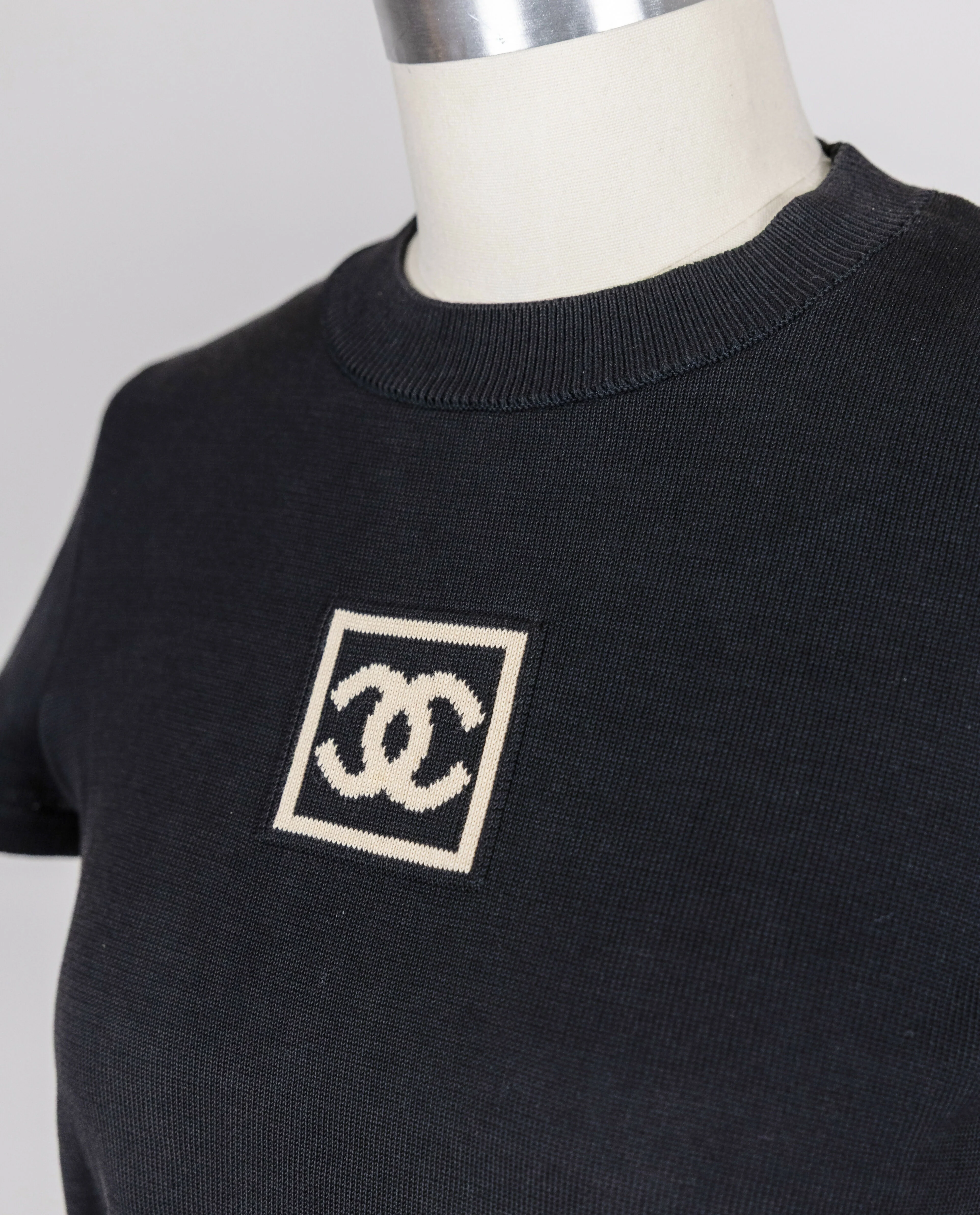 Chanel 2003 Vintage Navy Blue Knit Logo Lounge Set - Image 5