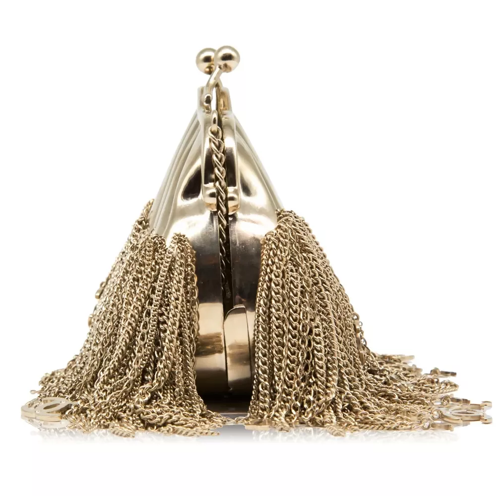 Chanel 2004 Gold Chain Fringe Minaudière - Image 2