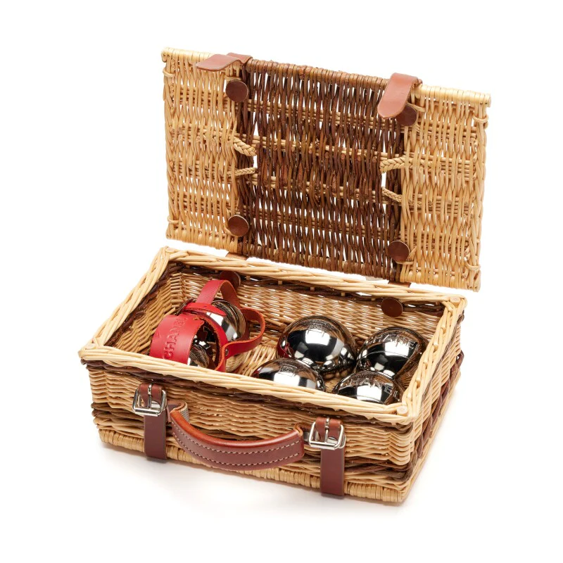 Chanel 2010 Limited Edition Wicker Basket Petanque Bocce Ball Set Bag Silver Hardware - Image 2