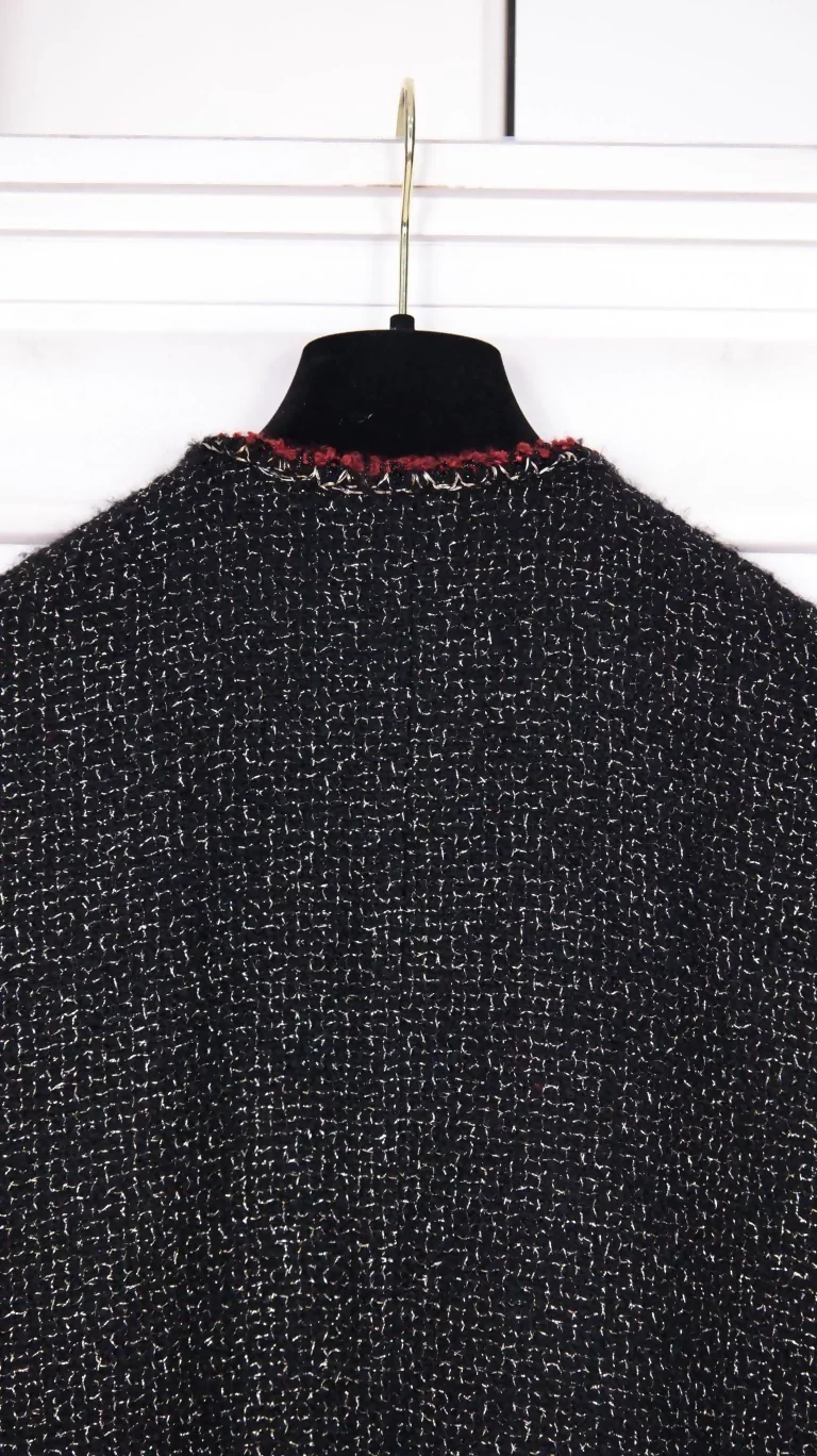 Chanel 2011 Runway Style Red and Black Trimmed Glass Button Cape Coat - Image 3