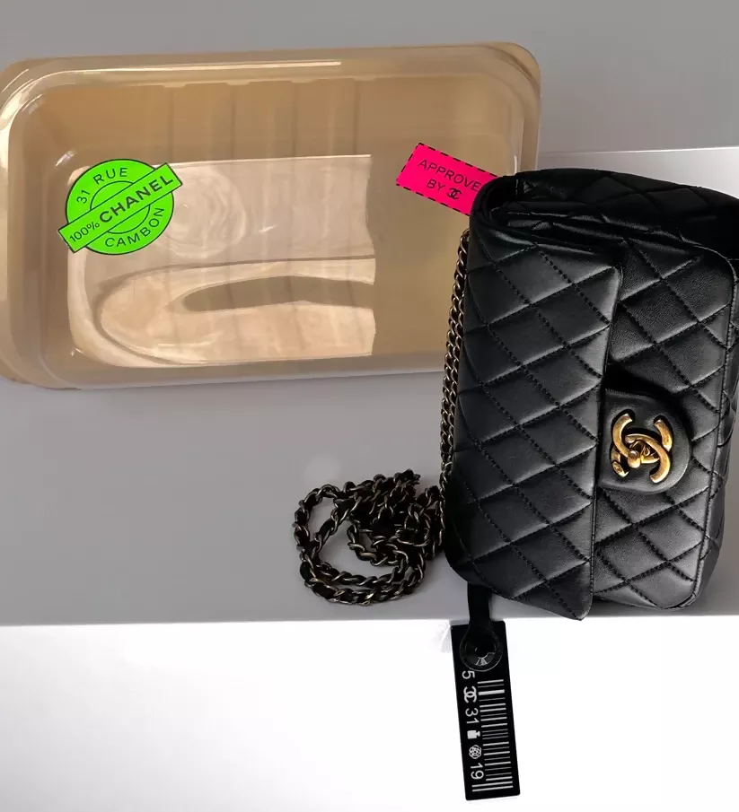 Chanel 2014 Black Lambskin Minaudière “Meat Package” Flap Bag - Image 3