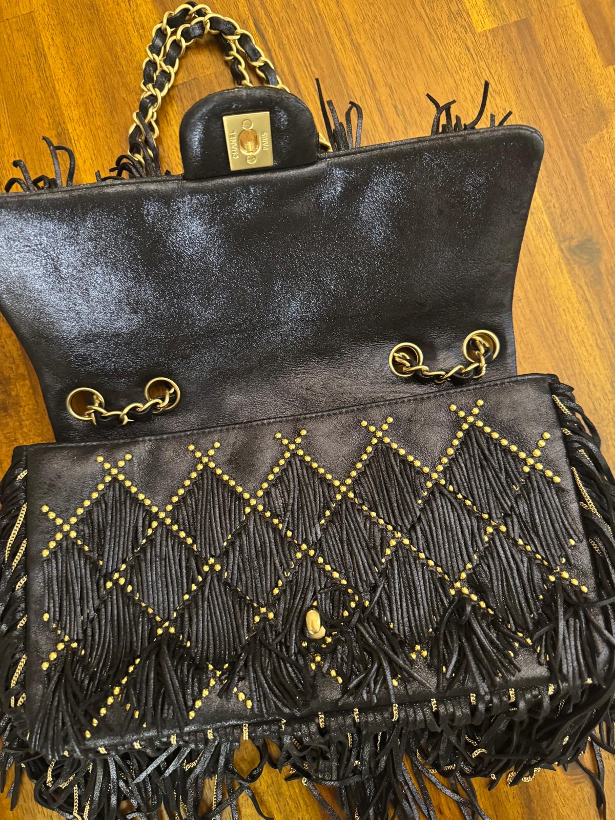 Chanel 2014 Paris Dallas Fringe Flap Bag studded metallic suede - Image 10