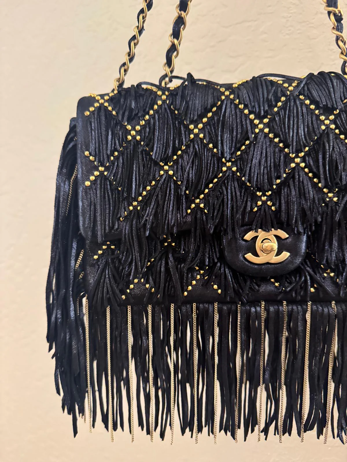 Chanel 2014 Paris Dallas Fringe Flap Bag studded metallic suede - Image 3
