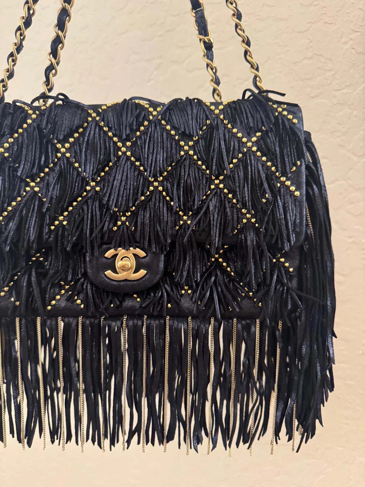 Chanel 2014 Paris Dallas Fringe Flap Bag studded metallic suede - Image 4