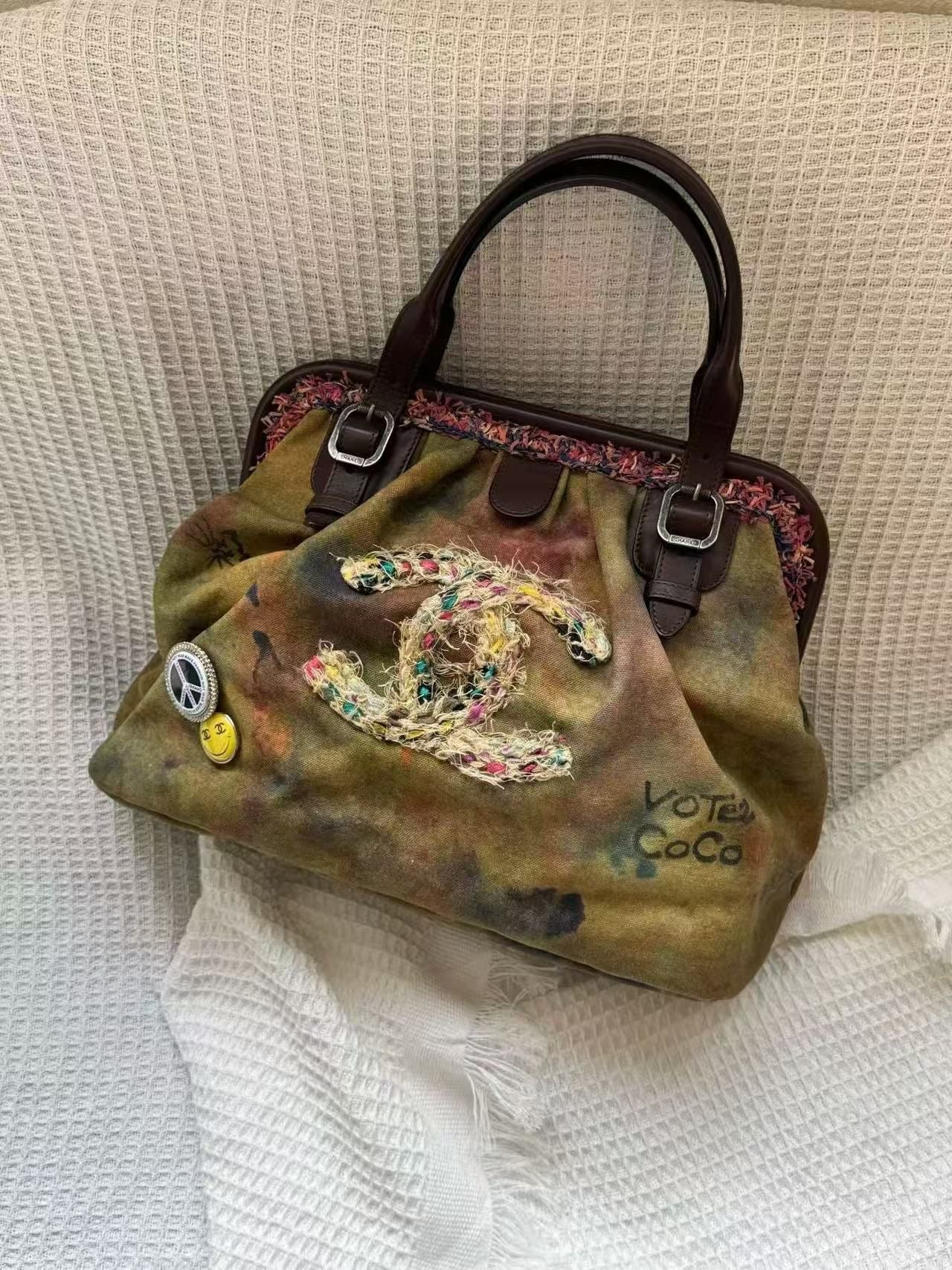 Chanel 2015 Green Graffiti Tote Bag