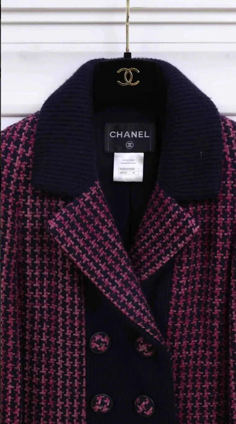 Chanel 2016 Black Purple Houndstooth Jacket - Image 3