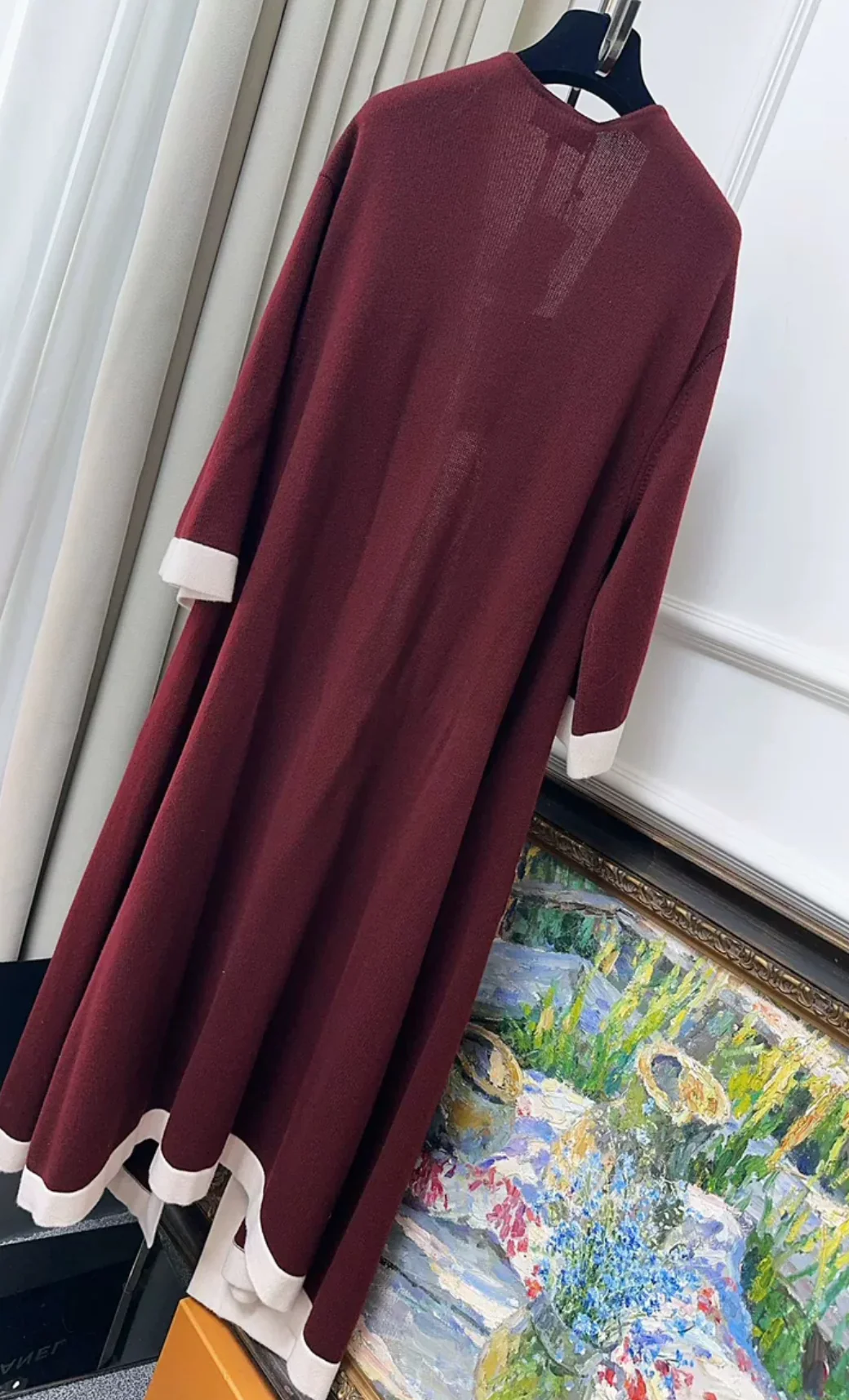 Chanel 2016 Burgundy & Ecru Cashmere Coat - Image 3