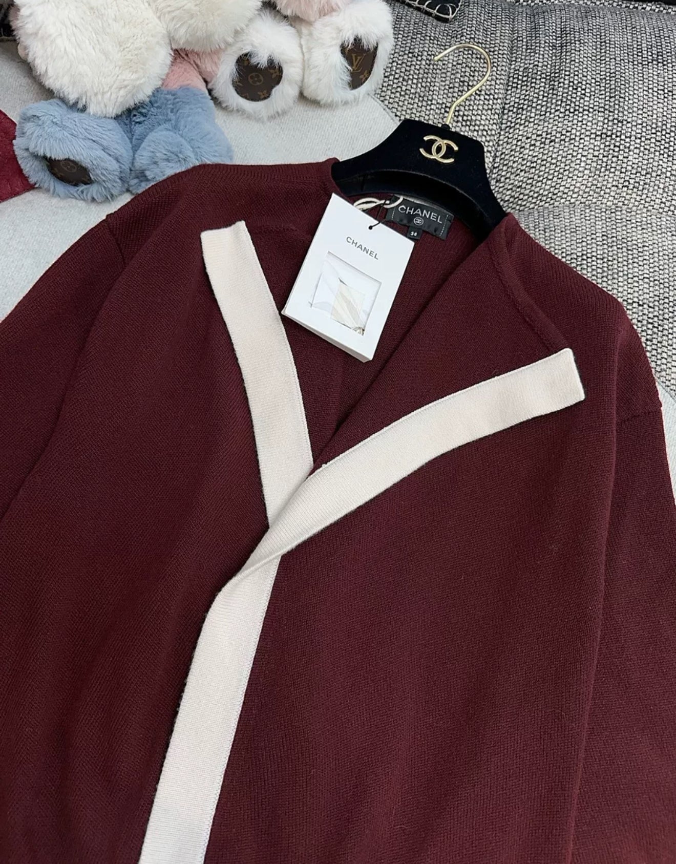Chanel 2016 Burgundy & Ecru Cashmere Coat - Image 7
