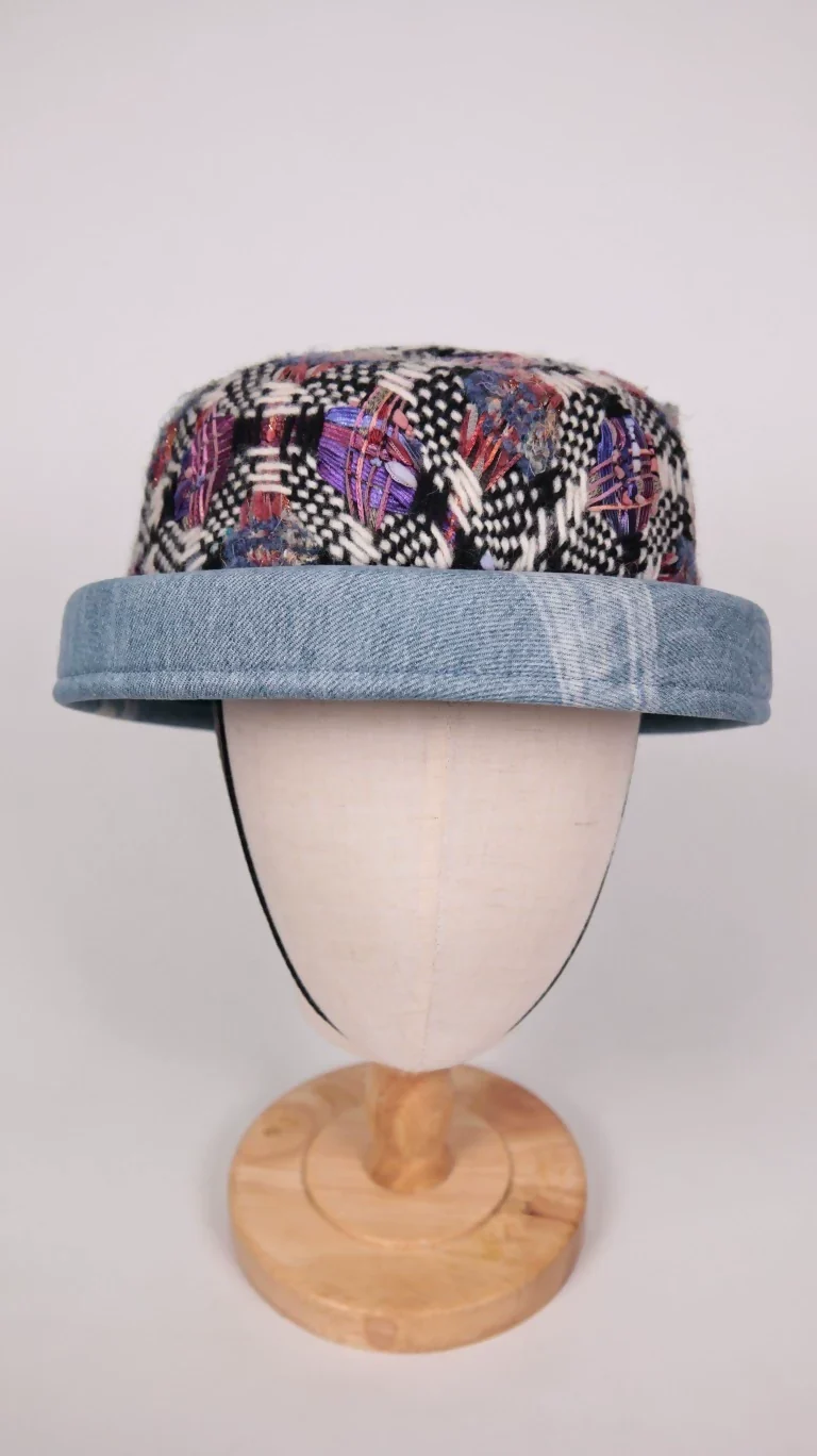 Chanel 2016 Runway Black Tweed and Denim Hat