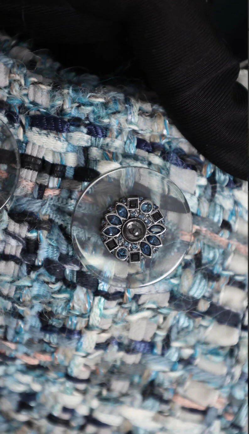 Chanel 2017 Blue Tweed Jacket - Image 3