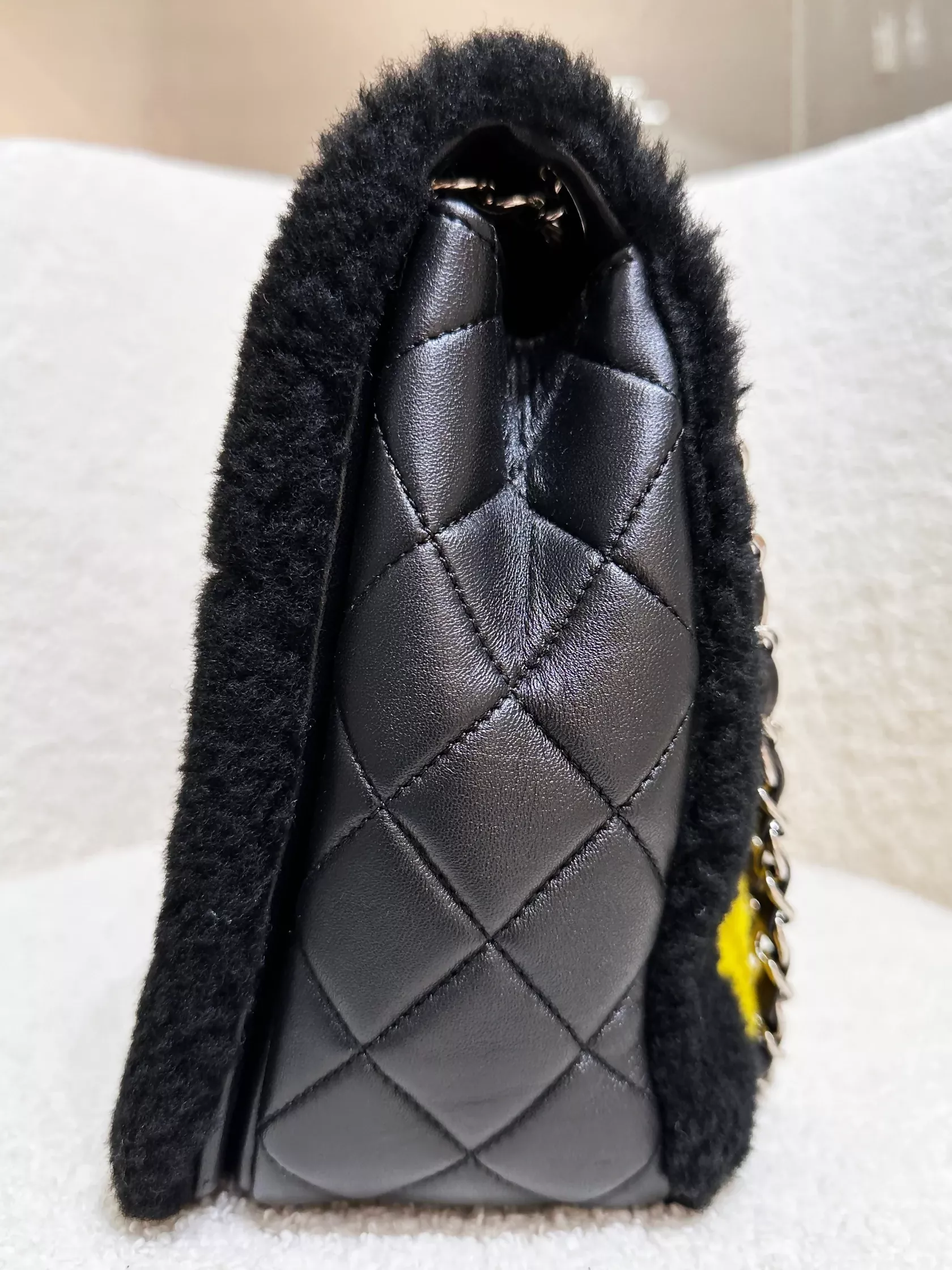 Chanel 2018 Jumbo Classic Flap “Pop Art No.5” Bag, Shearling and Lambskin with Silver Hardware - Image 3