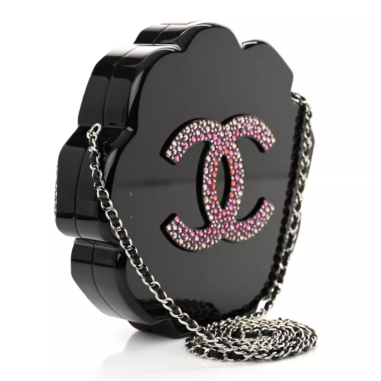 Chanel 2018 Pink Strass & Resin Camellia Minaudière - Image 3