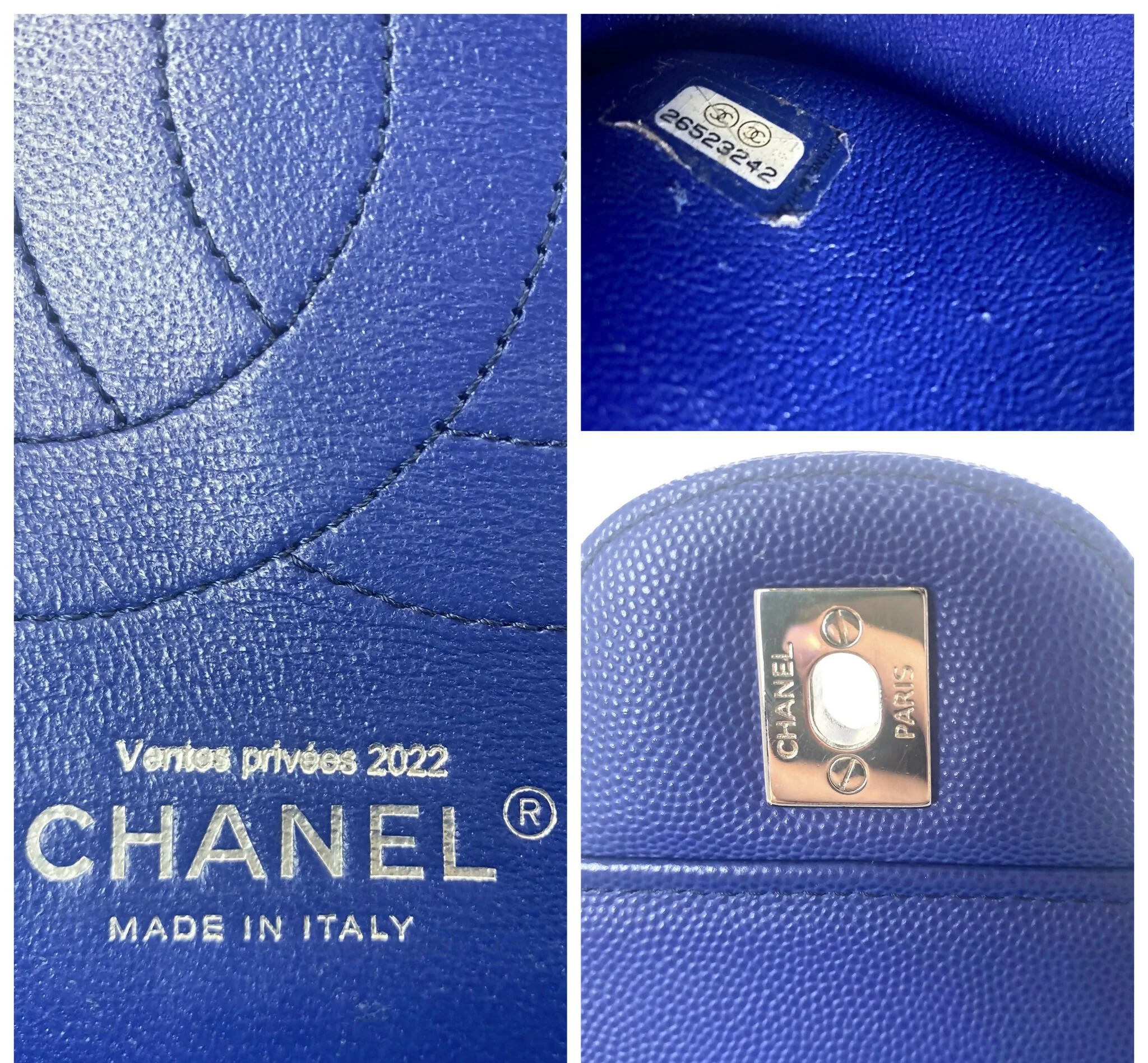 Chanel 2019 Caviar Royal Blue Jumbo Chevron Double Flap Timeless Classic Bag SHW - Image 10