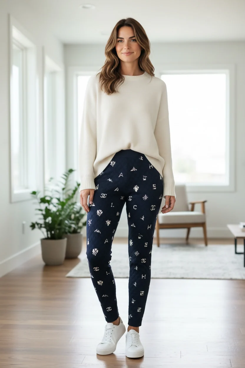 Chanel 2019 Coco Niege Après-ski Ski Motif Leggings Pants FR 38 - Image 3