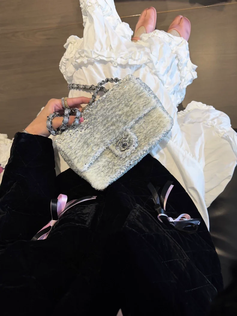 Chanel 2019 White Silver Sequins Mini - Image 3