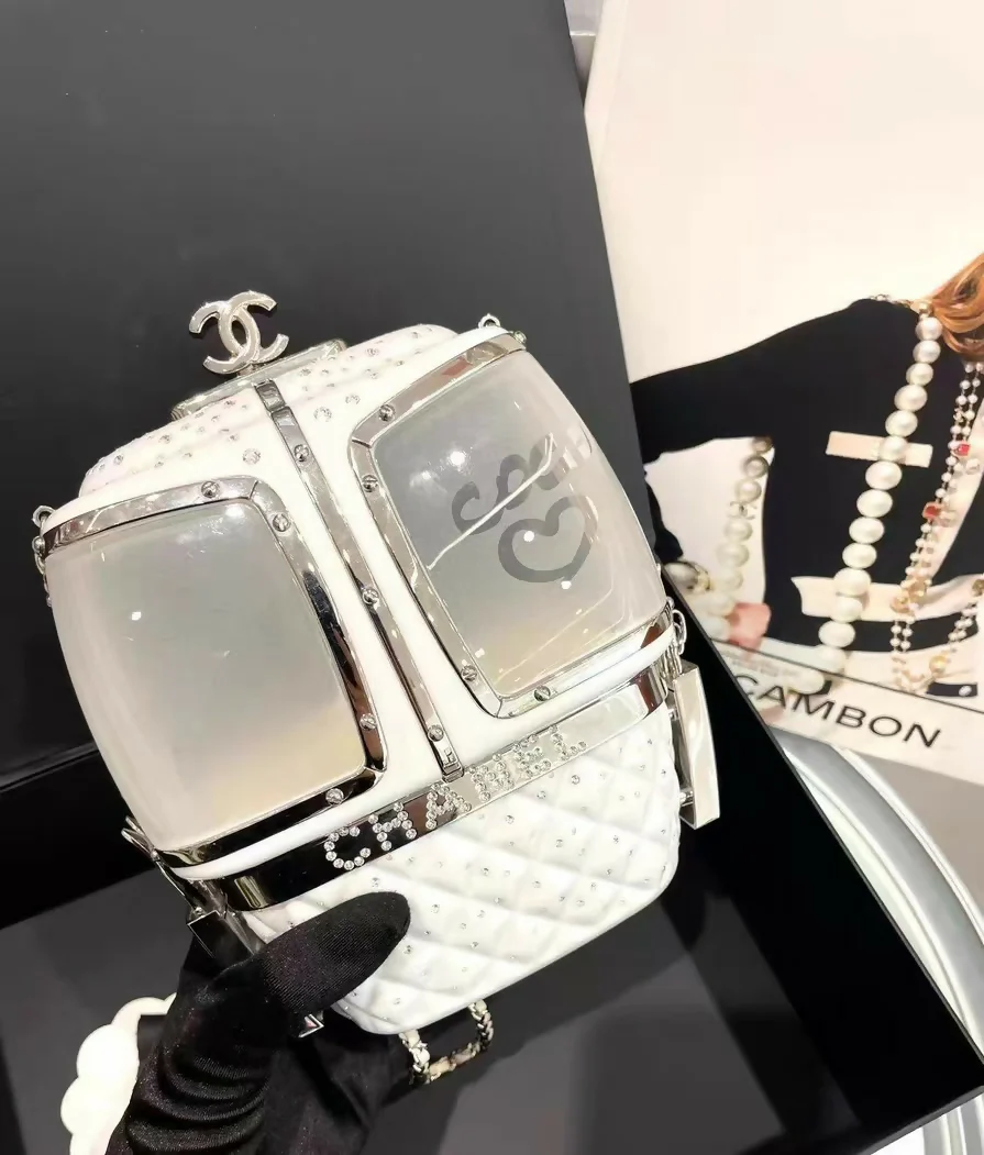 Chanel 2019 White Gondola Minaudière Evening in the Mountain Clutch Bag