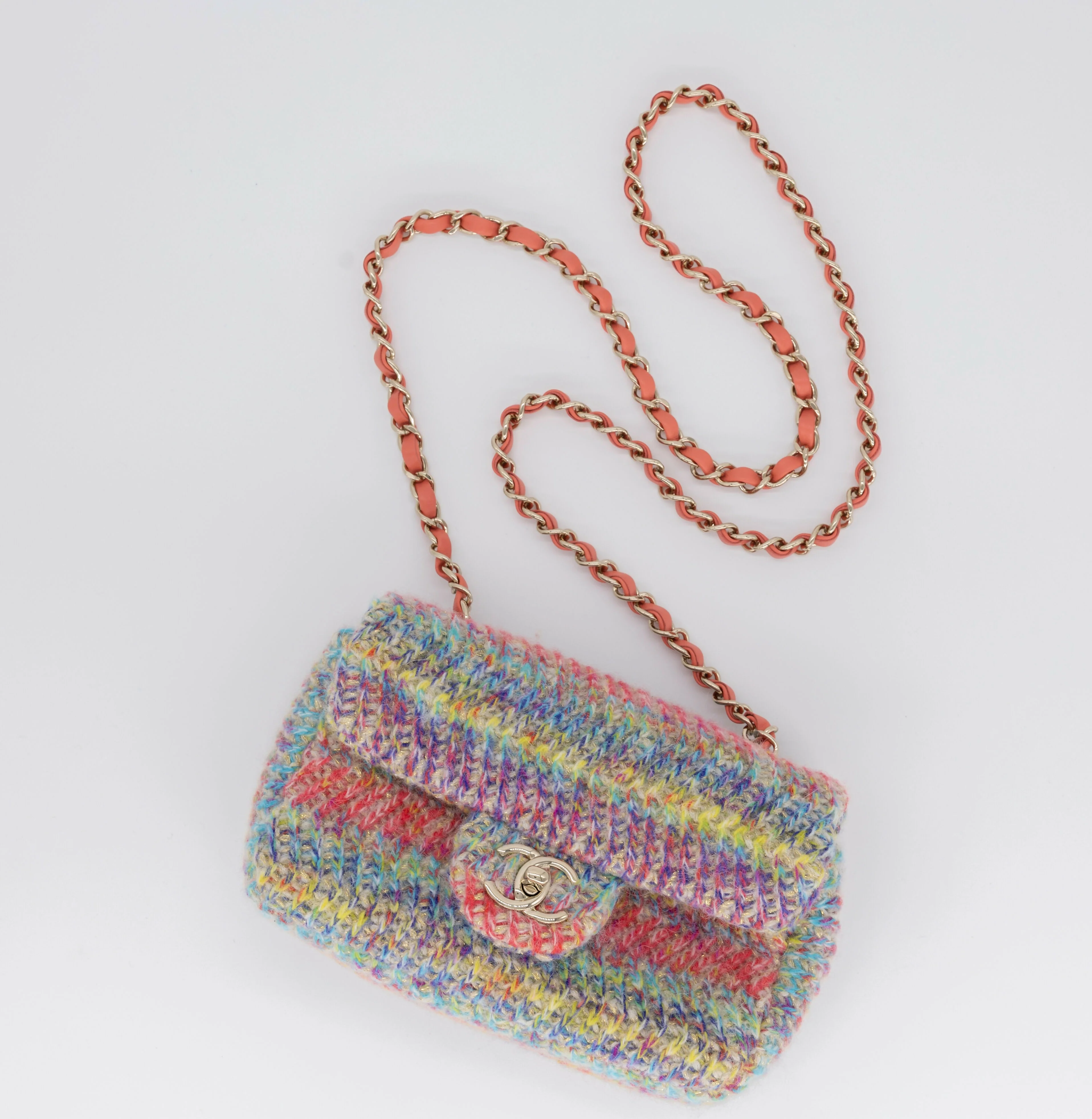 Chanel 2020 CC Multicolor Mini Knit Flap Bag - Image 2
