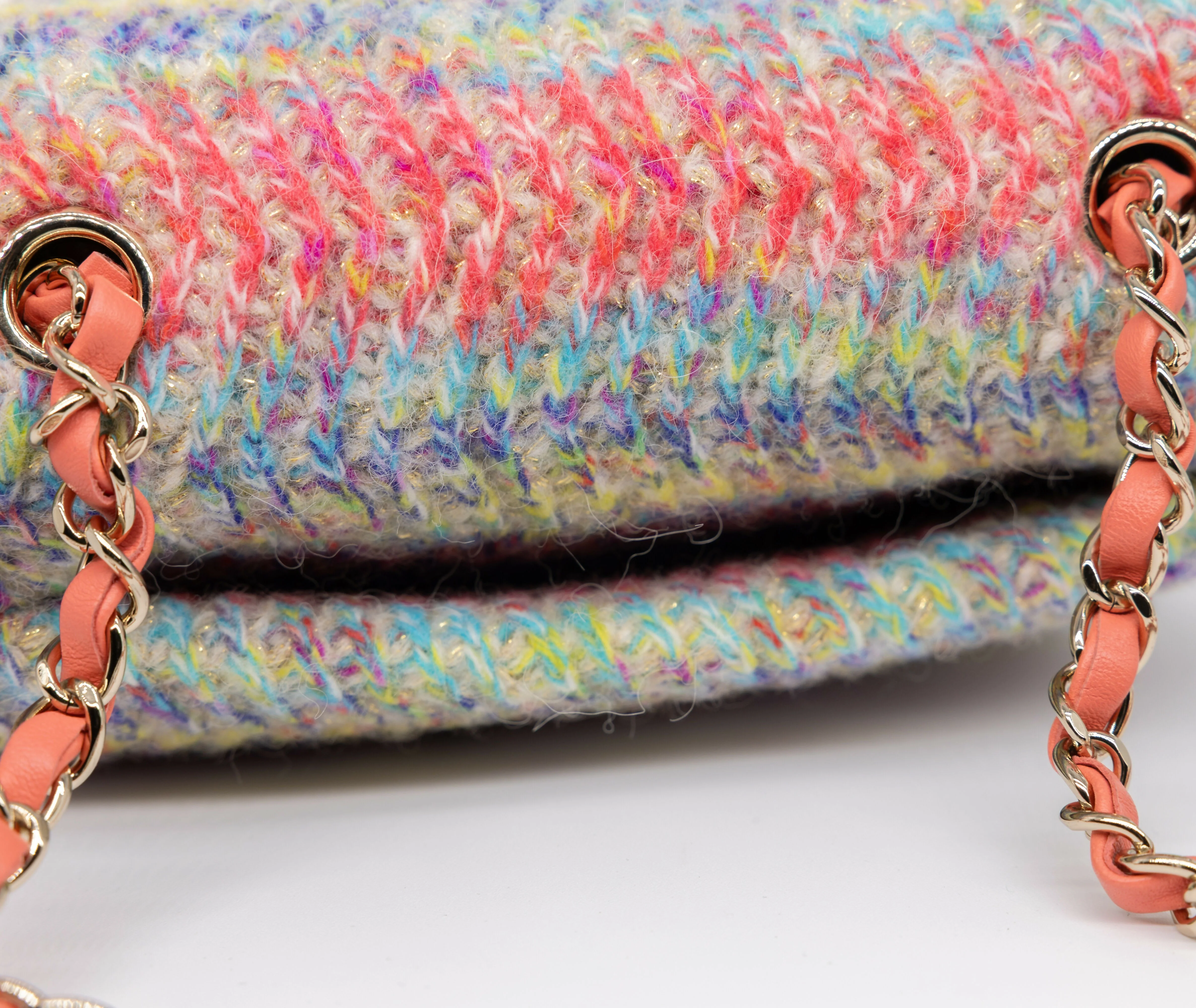 Chanel 2020 CC Multicolor Mini Knit Flap Bag - Image 5
